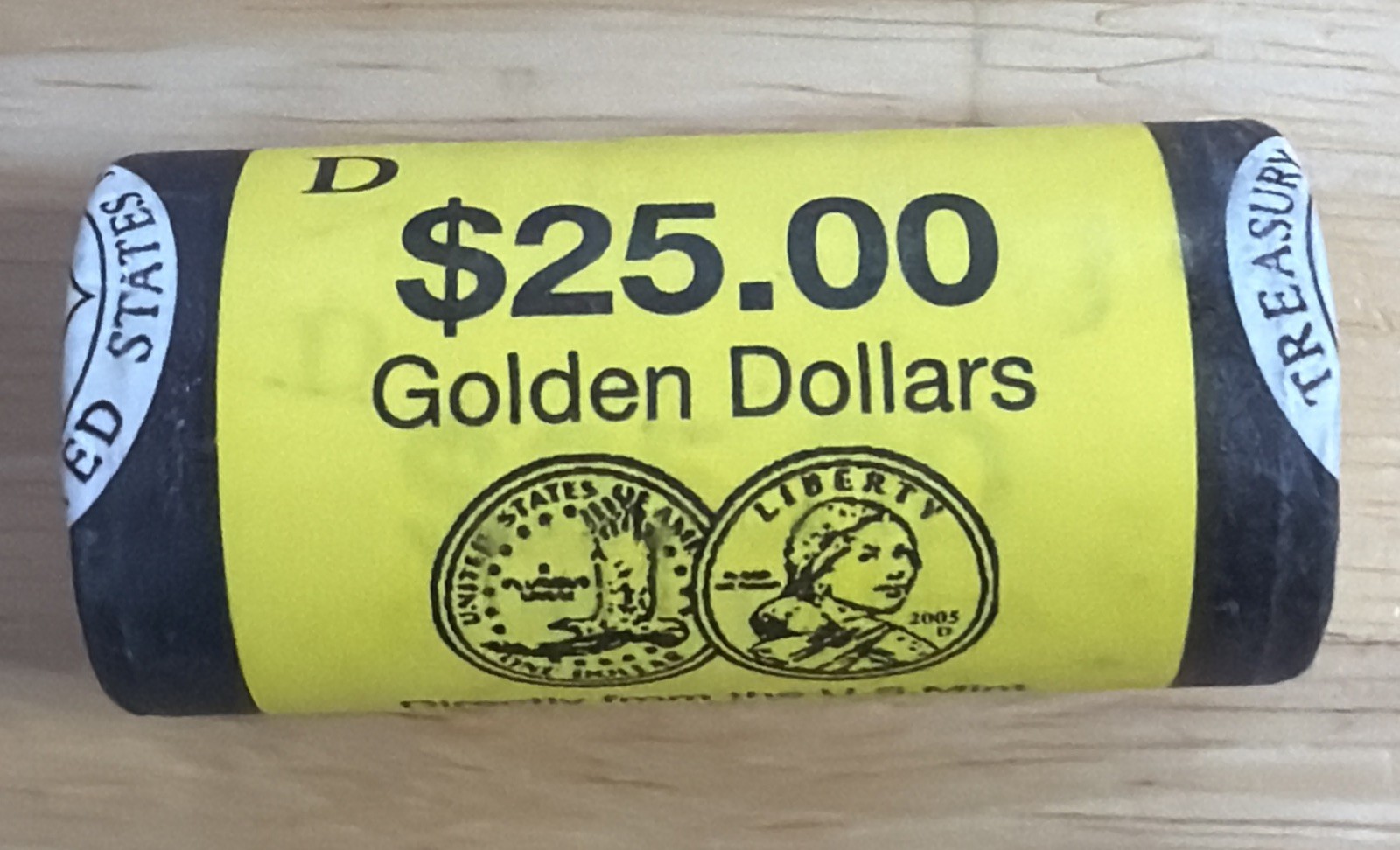 2005 D Sacagawea Golden Dollar $1 Coin Roll - Uncirculated U.S. Mint Roll