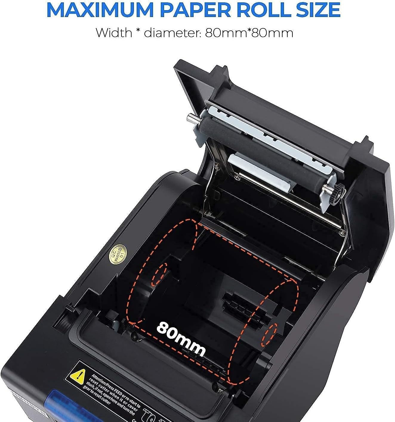 Receipt Printer P068, 3 1/8" 80mm Direct Thermal Printer, POS Printer with Au...