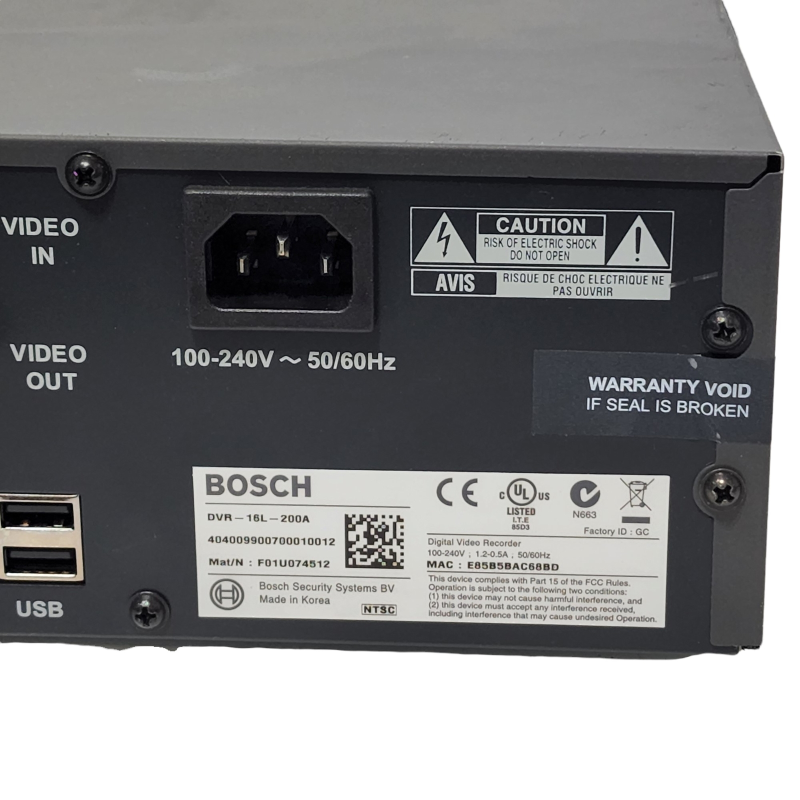 Bosch DVR-16L-200A Security DVR