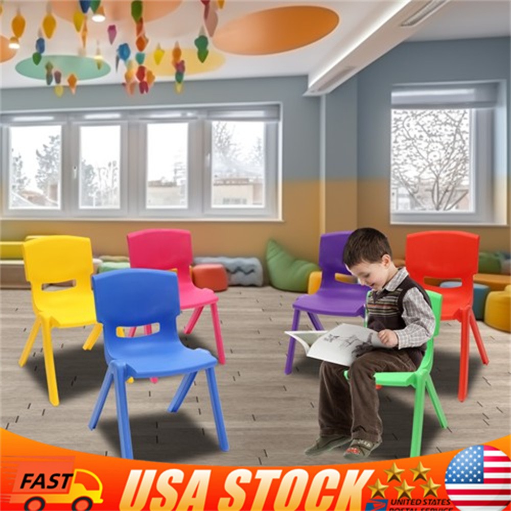 6x Stackable School Chairs Kids Playroom Daycare Learning Seating Plastic Chair