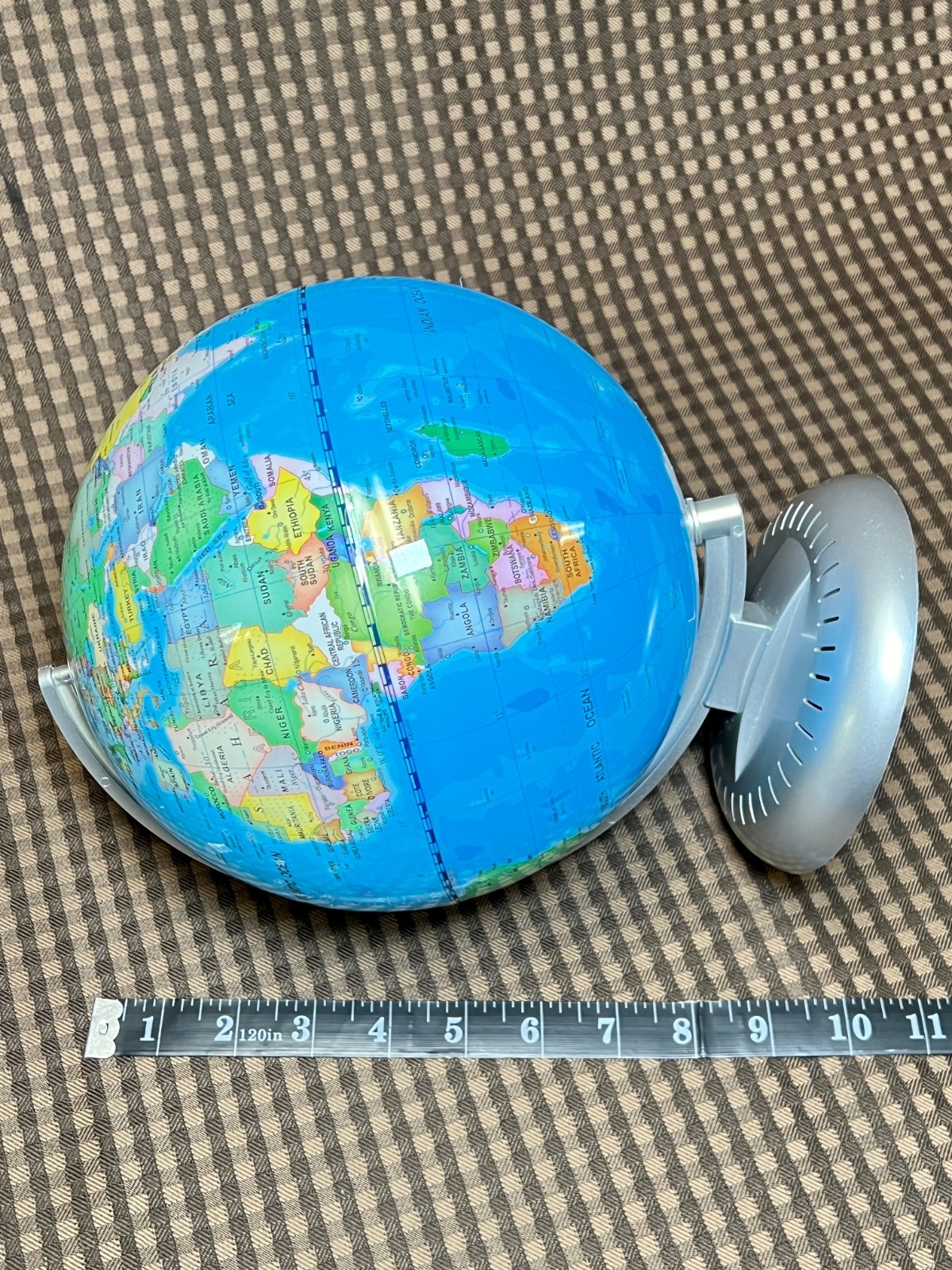 Illuminated 8" World Globe Desk Table Top Lamp Night Light Educational Plastic