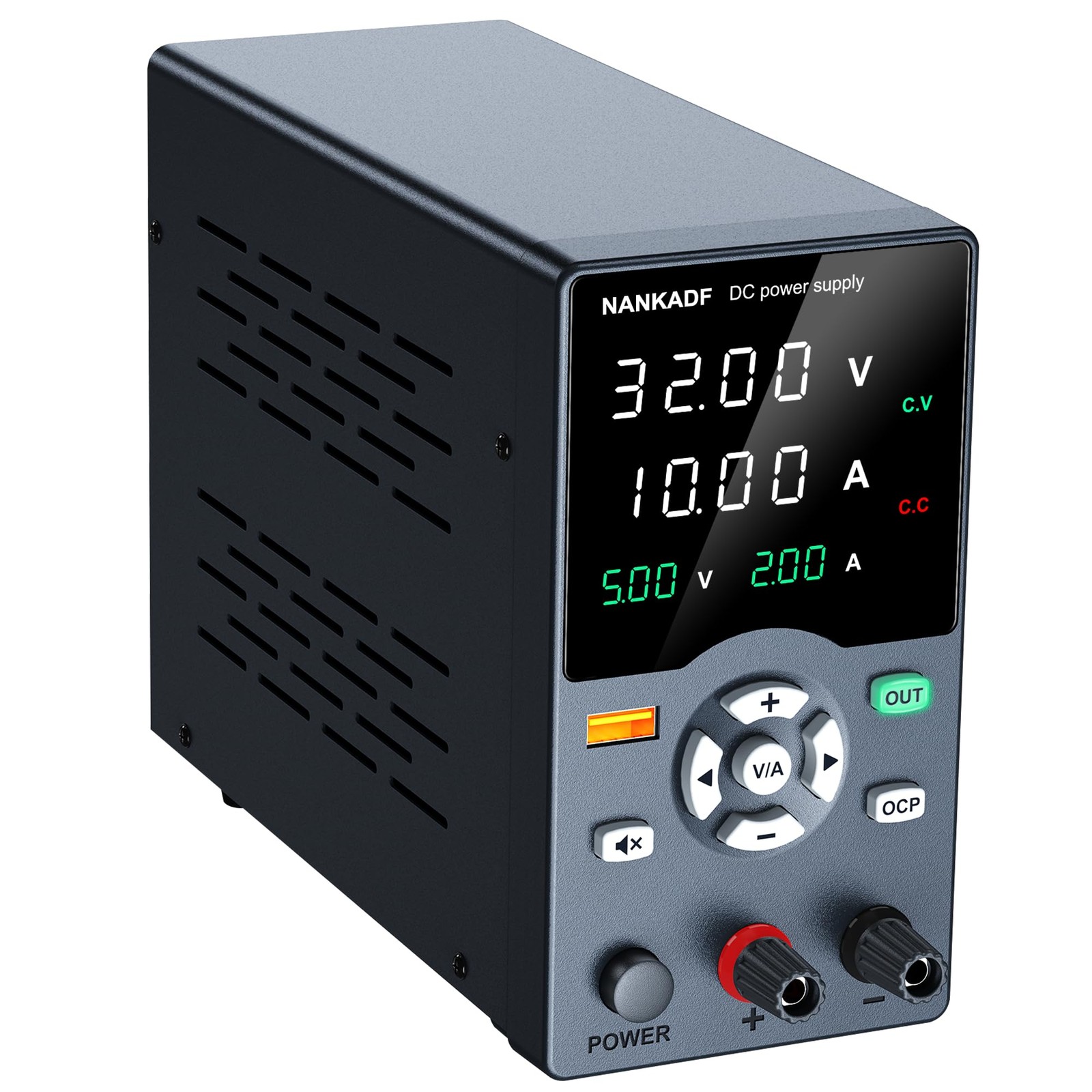 DC Power Supply, Variable Power Supply with Output Button, USB Fast Charging ...