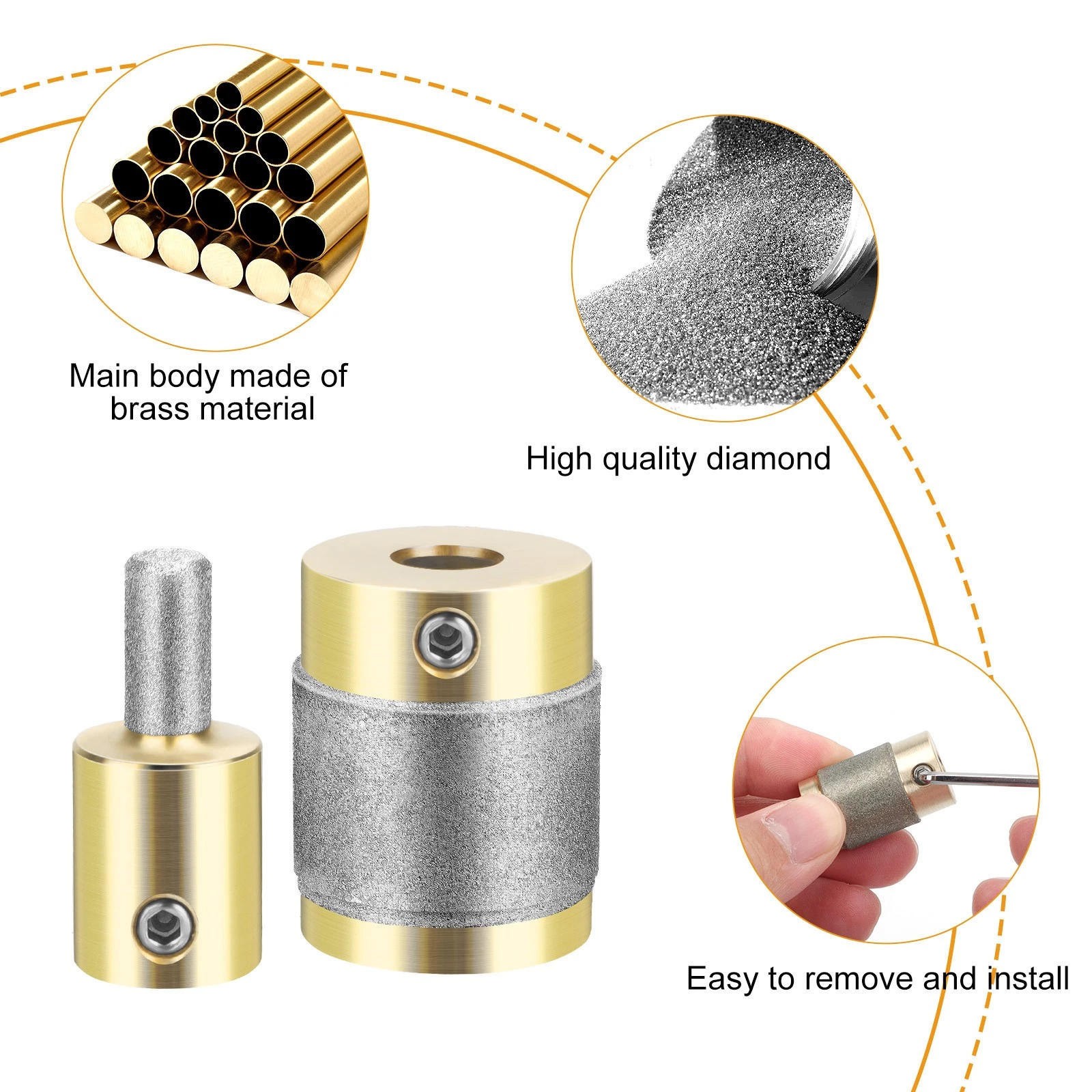 4PCS Diamond Grinder Bits for Stained Glass, Replacement Drilling Shaping Set