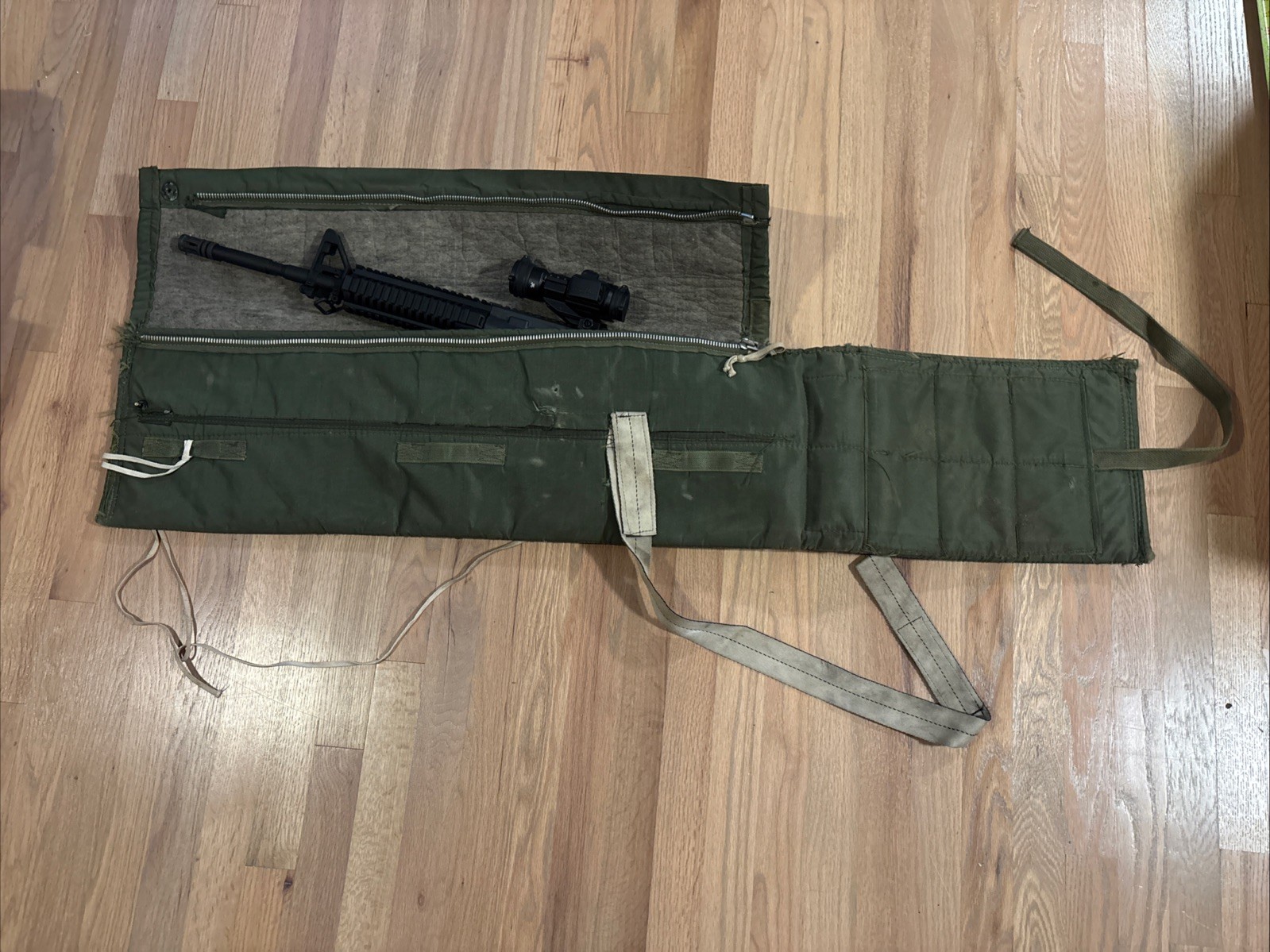 USGI Military Padded Nylon Canvas Parachute Rifle Case Army Marines 4ft Long.