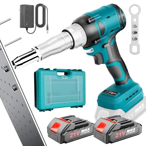 Cordless Rivet Gun Battery Powered, Automatic Electric Blue, Battery Powered