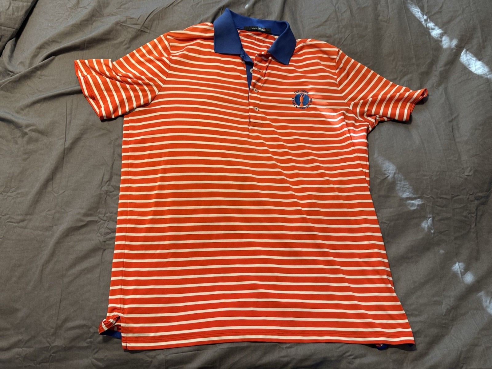 RLX Ralph Lauren The Open Royal Liverpool 2014 Polo L Orange Stripe Golf