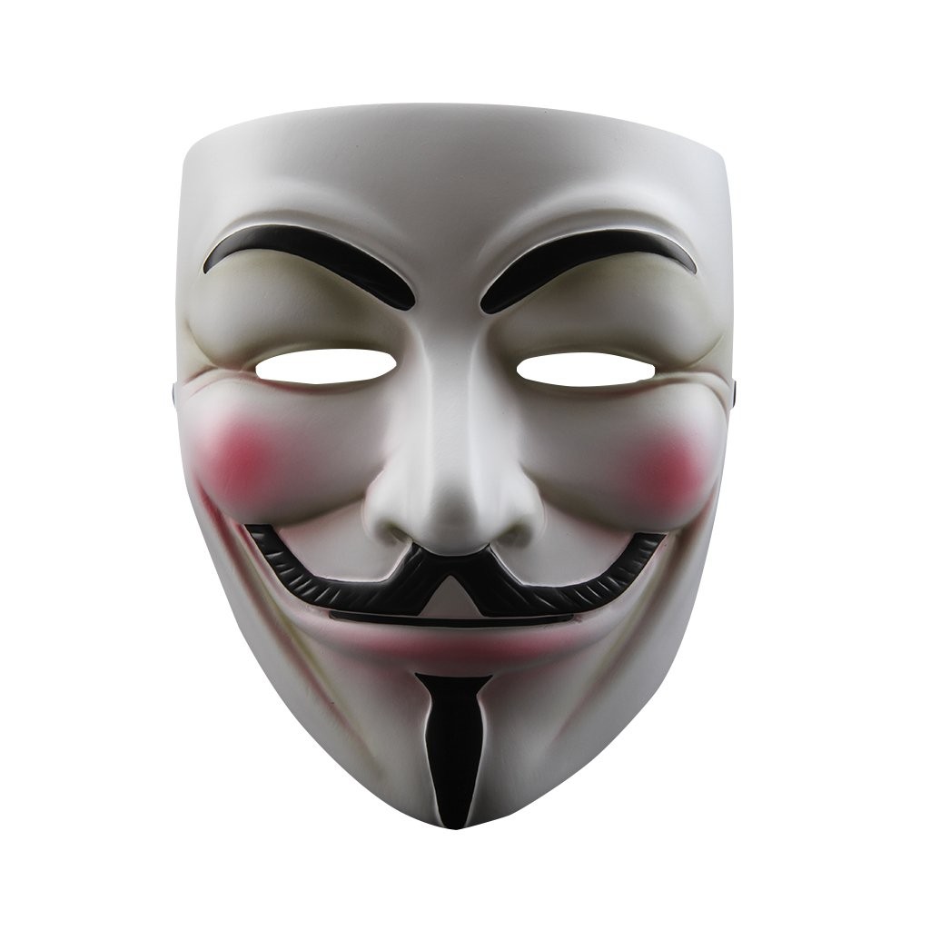 NEVLANTII V for Vendetta Mask, Guy Fawkes Quality Anonymous One Size, White