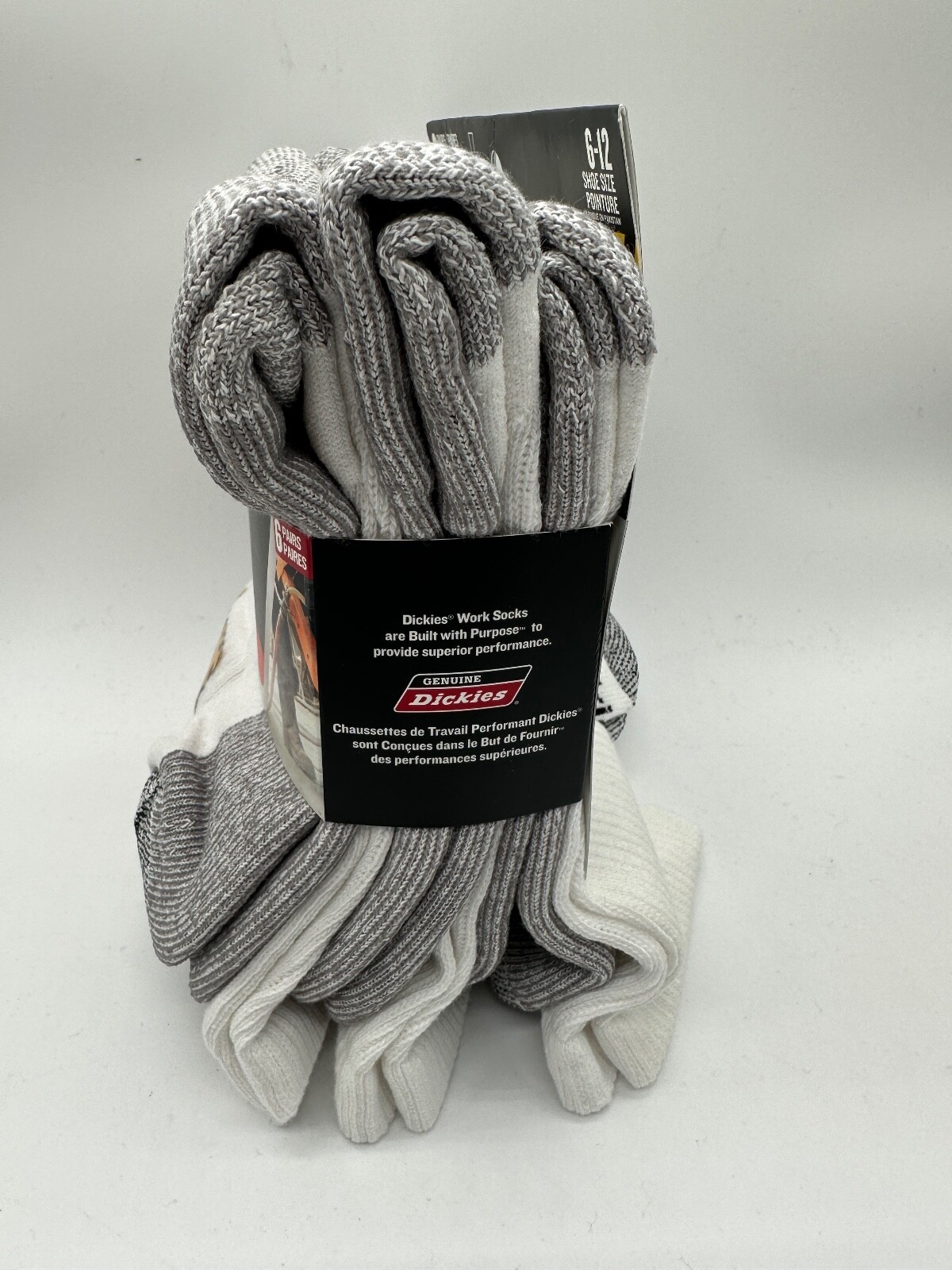 NEW 6 PAIR PACK DRI-TECH CREW GENUINE DICKIES MENS FLEX PERFORMANCE WORK SOCKS