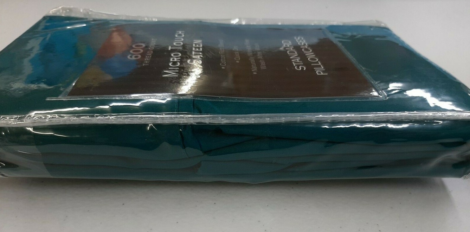 Micro Touch Sateen 600 Thread Count Standard Pillowcases NEW Teal