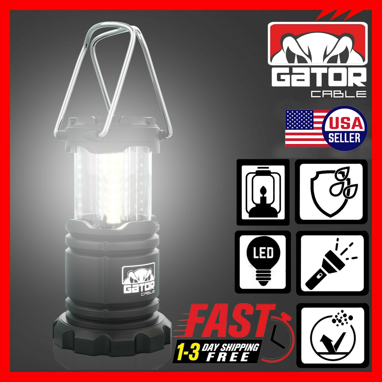 2-Pack Camping LED Bright Emergency Lantern Light Lamp Portable Battery Powered