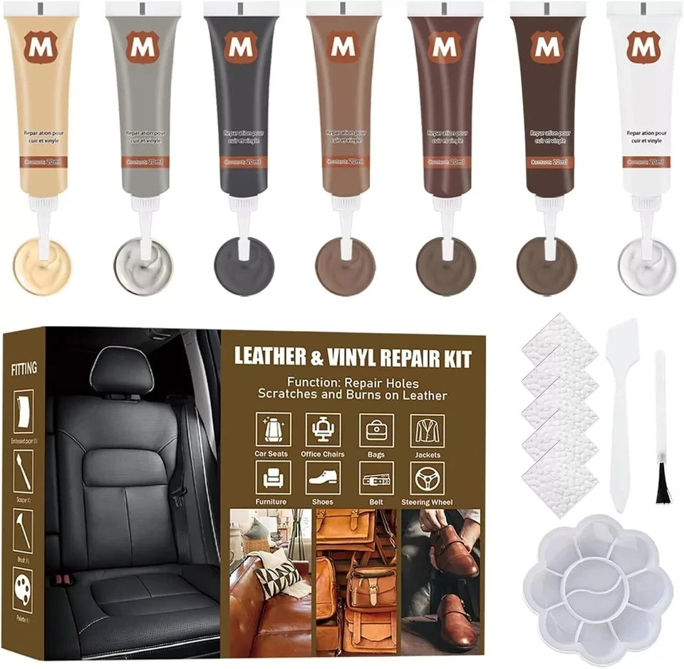 Leather Repair Paint Gel, Leather Repair Kit for Furniture, 7 Colors Vinyl Repai