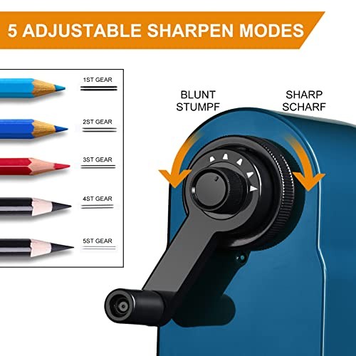 Manual Pencil Sharpener with Container 5 Grades of Thickness Blue | Desktop