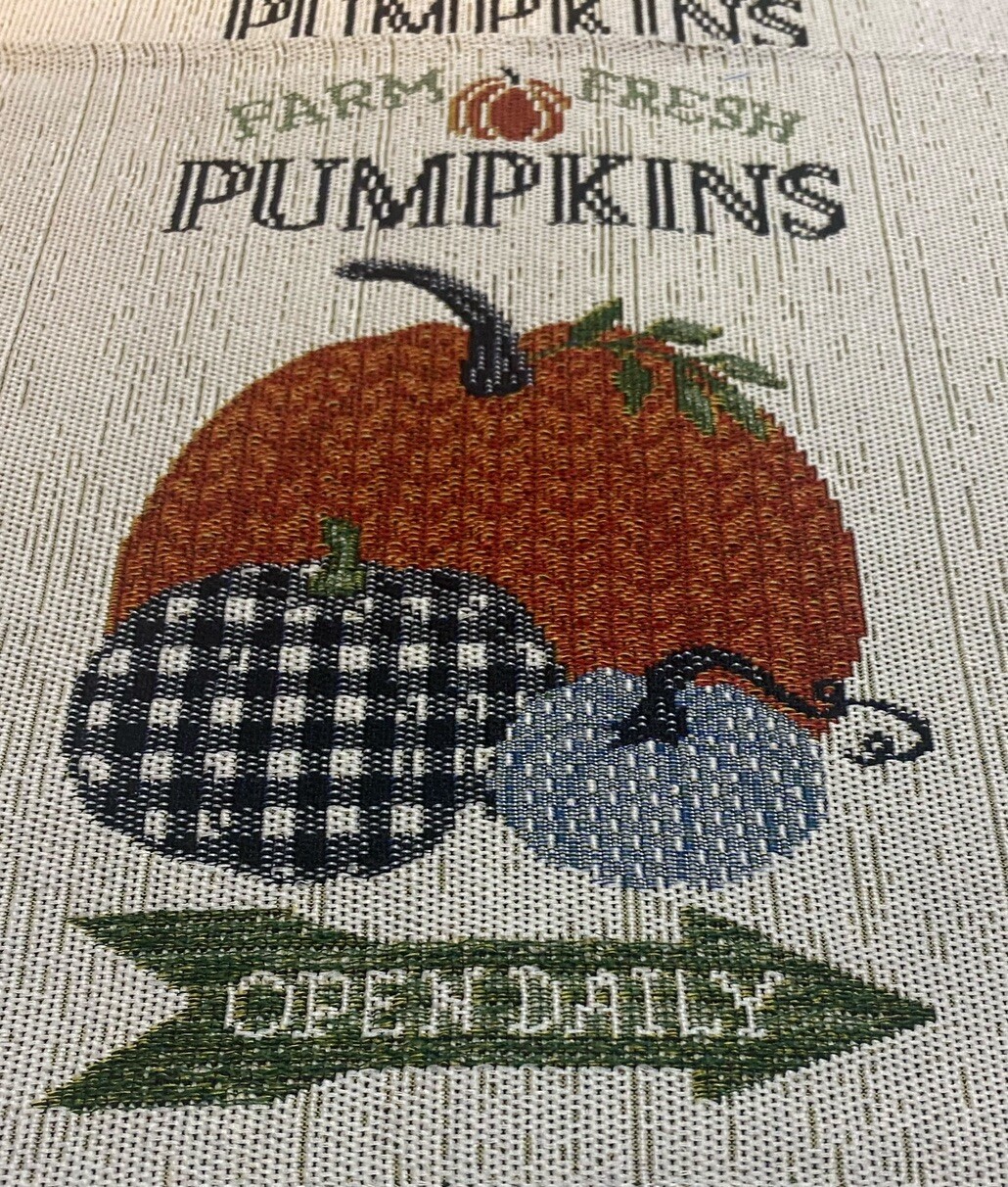 Fall Table Runner Placemat Set Farm Fresh Pumpkins Tapestry Harvest Décor
