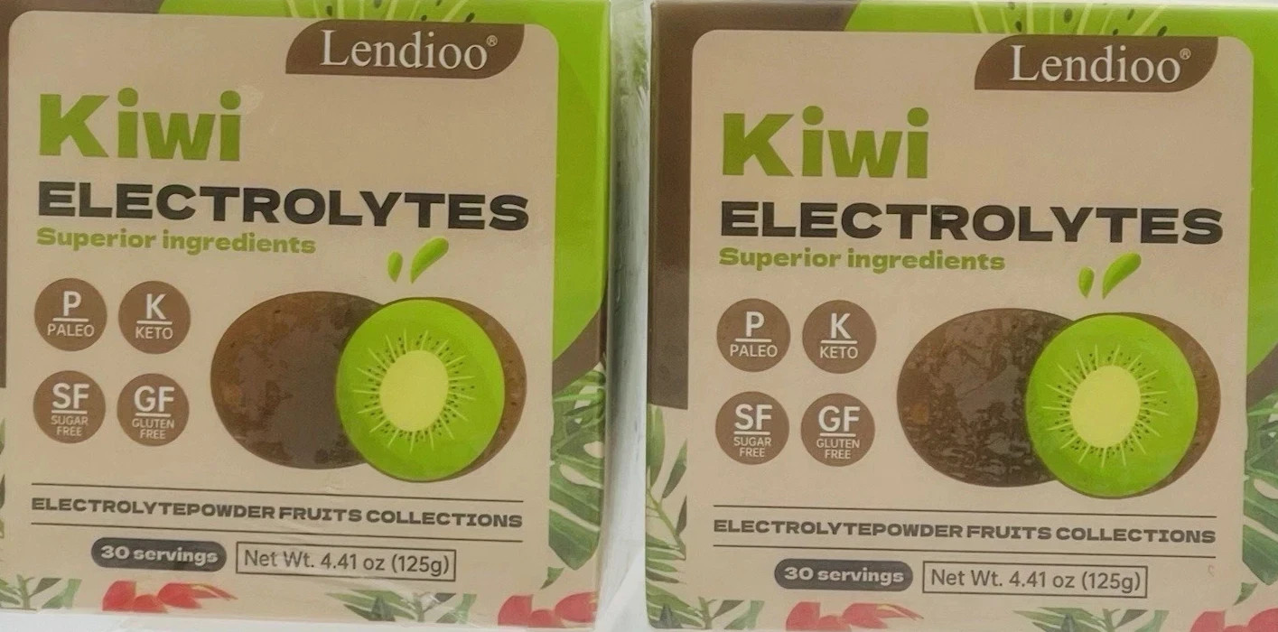 Lot of 2 Kiwi Flavor Electrolytes Powder 4.41 oz Sugar-Free Gluten-Free BNIB