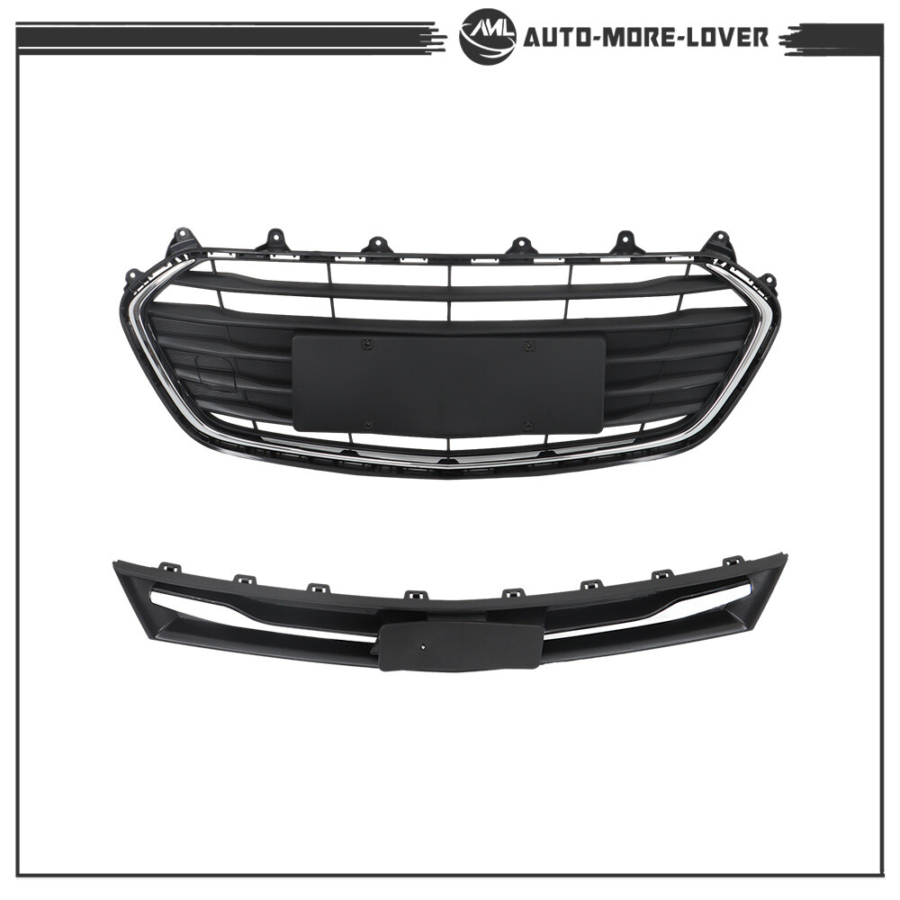 For Chevrolet Trax 2017-2021 Front Upper and Lower Grille Set Black Chrome 2PCS