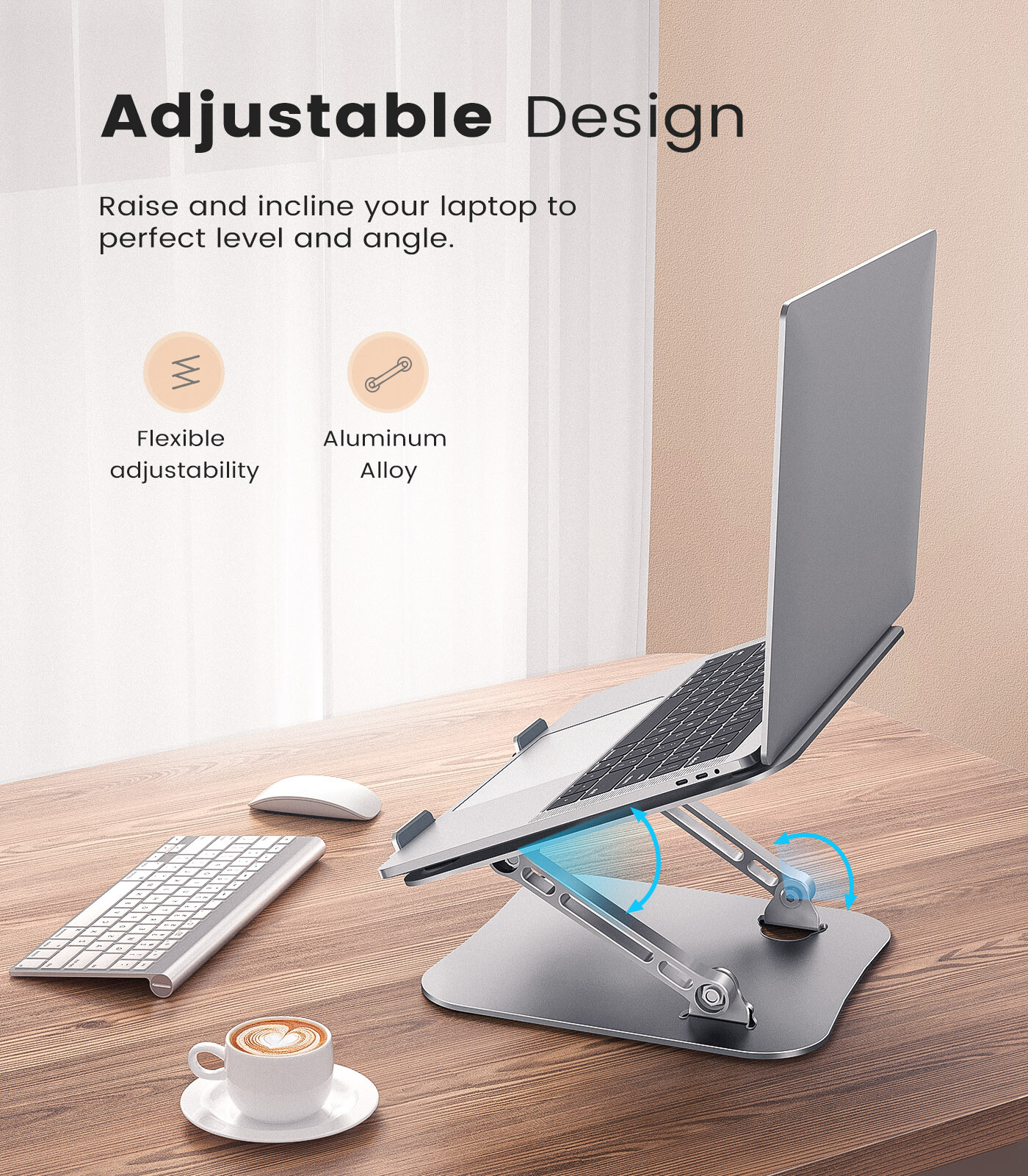 Adjustable Height &Angle Sturdy Aluminum Alloy Computer Notebook Stands Holders