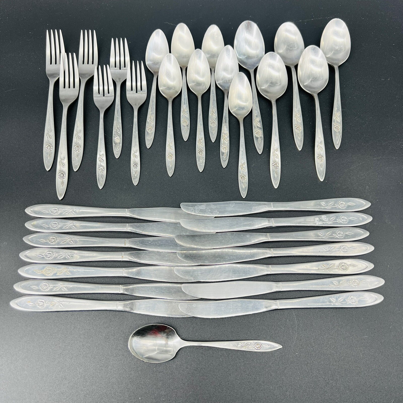 33pcs MY ROSE Oneida Community Stainless Flatware Normal Wear