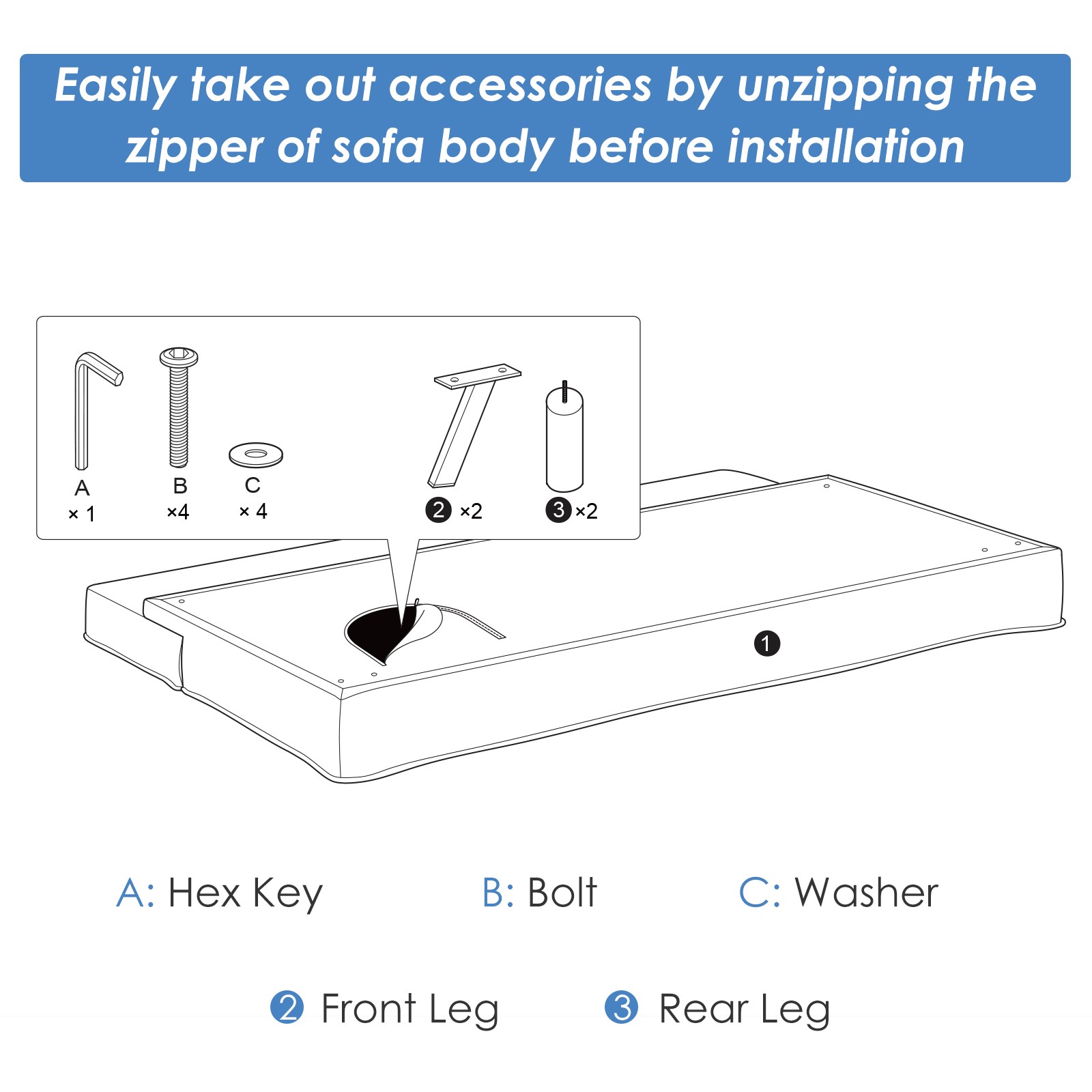 Topbuy 3-Seat Adjustable Sofa Bed Long Sofa with 3 Adjustable Angles for Living