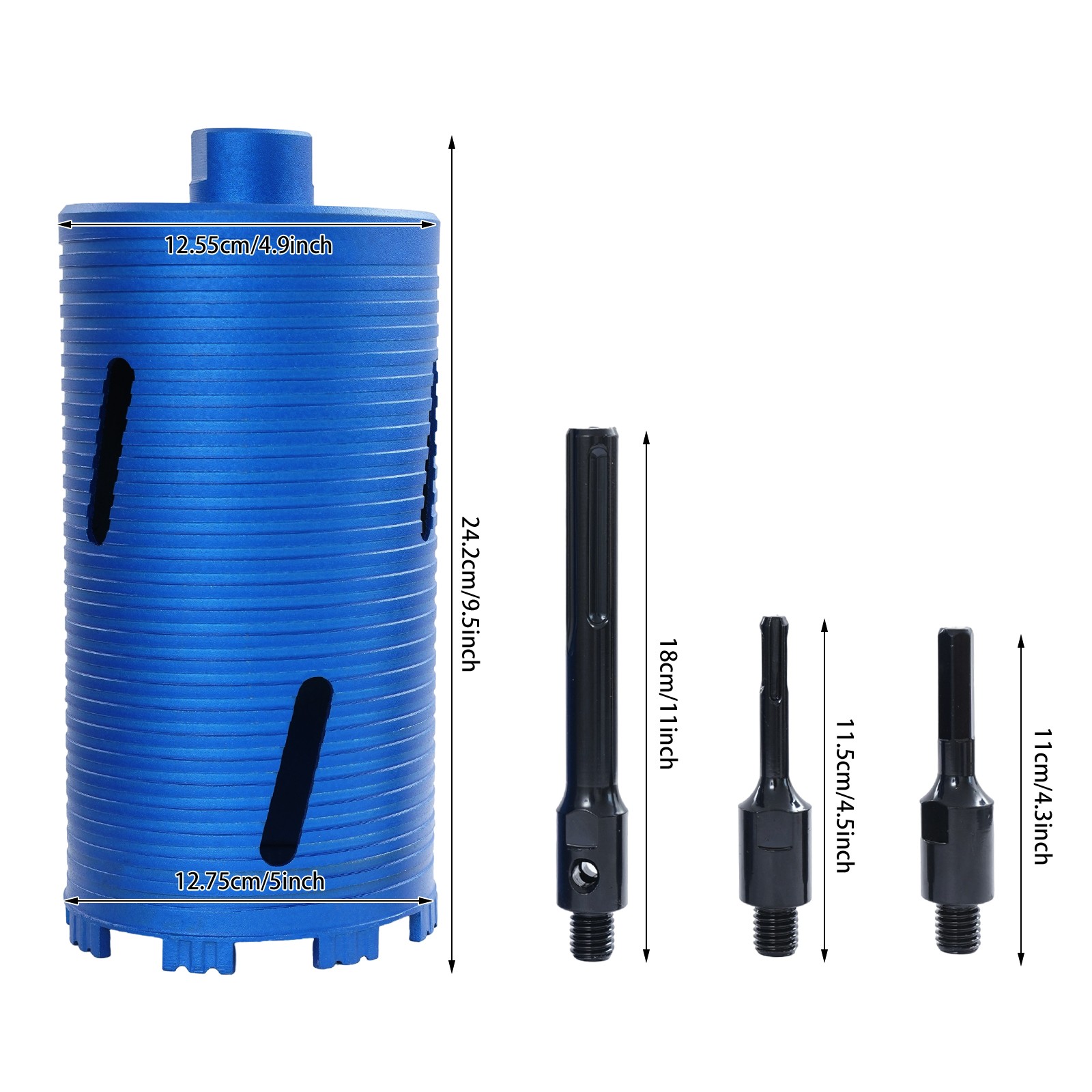 127.5mm Core Drill Bit, 5/8" Thread Drill Bit, Drill Bit with 3 Adapters