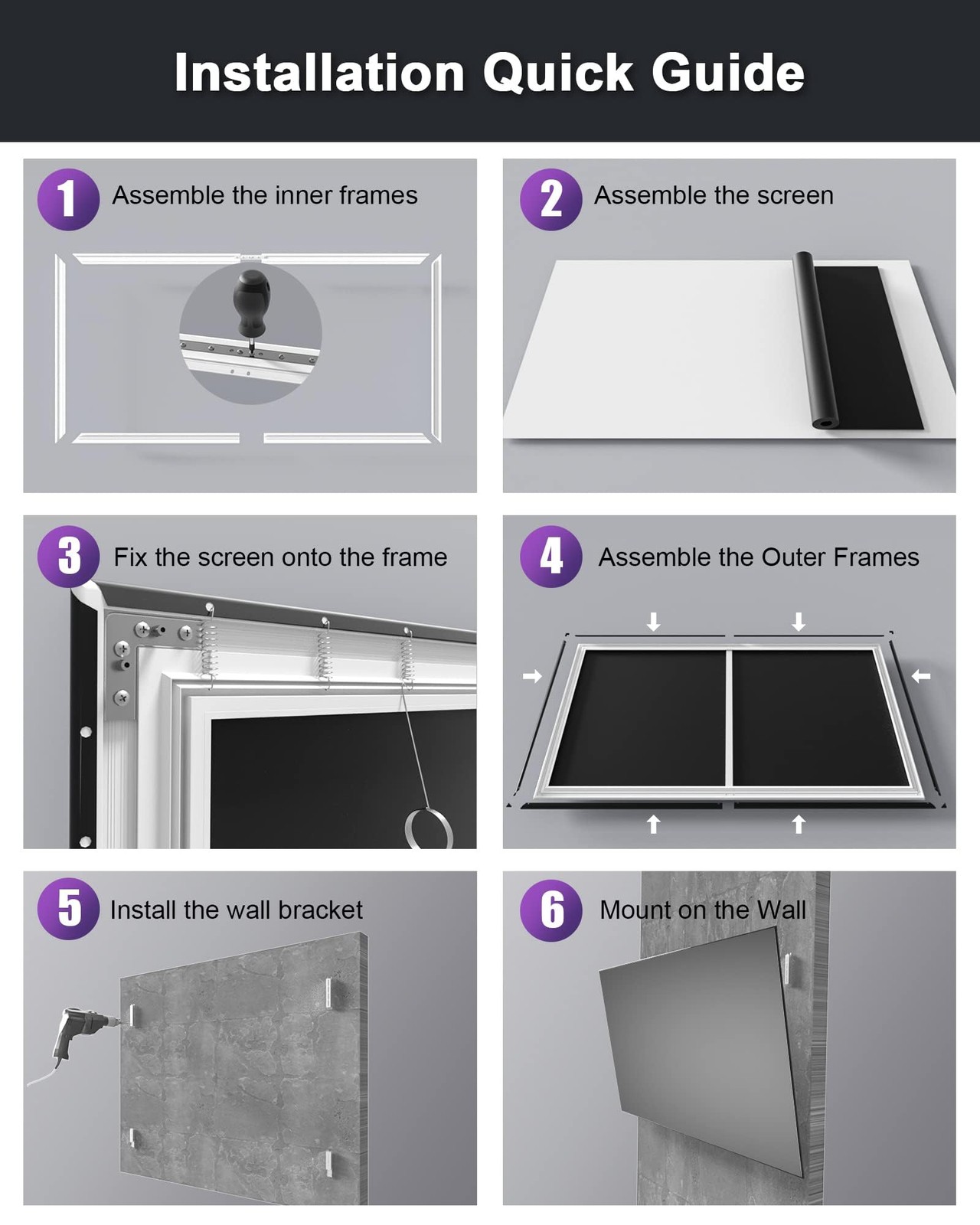 100-inch Projector Screen Fixed Frame, 1.3 dB Peak Gain, The Perfect Combo wi...