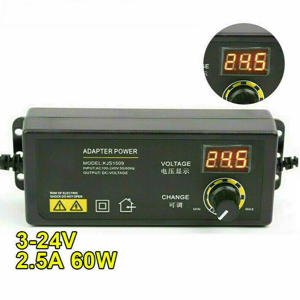 Adjustable Voltage Power Supply 3-24V w/ LCD Display AC / DC Switch Adapter USQ2