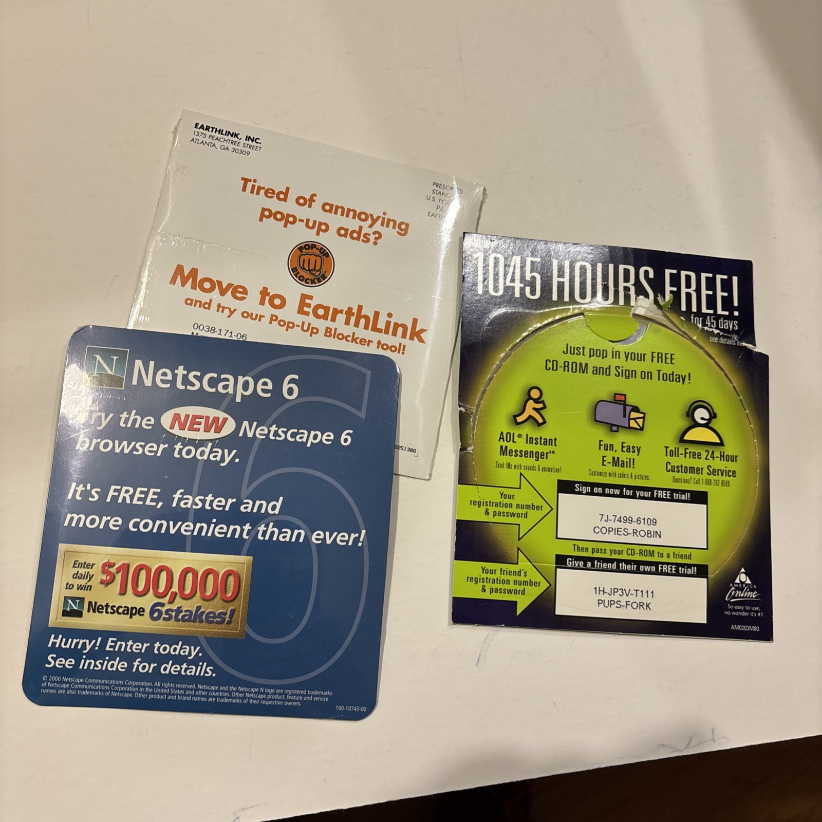 AOL, Netscape 6 & Earthlink Internet Svc Install CD Discs Vtg Software PC Window