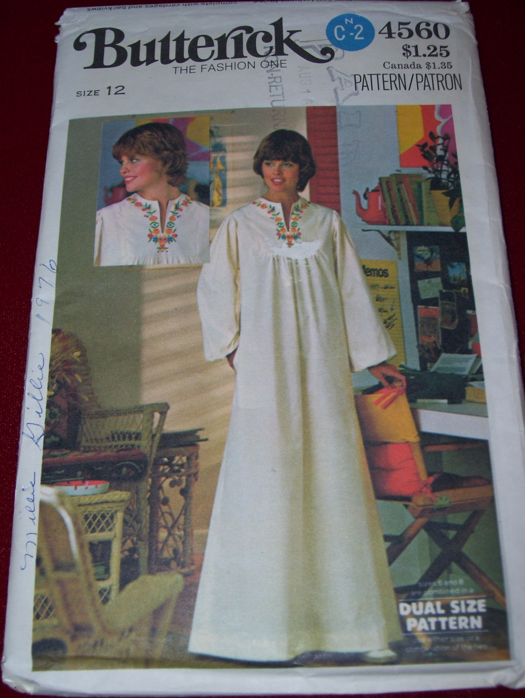 🌹BUTTERICK #4560-LADIES FLOOR LENGTH CAFTAN w/COLOR TRANSFER PATTERN 10 or 12FF