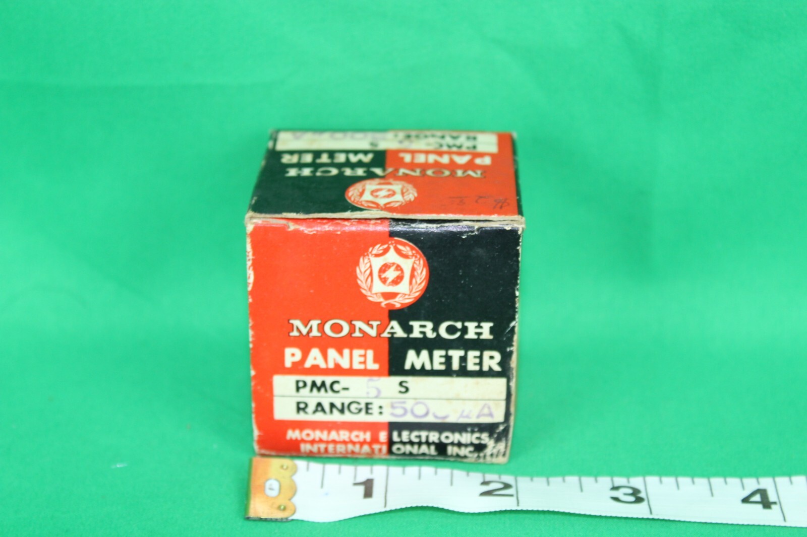 NEW, VINTAGE, DISTRESSED BOX, MONARCH PANEL METER, PMC-5, S, RANGE 500 uA, JAPAN