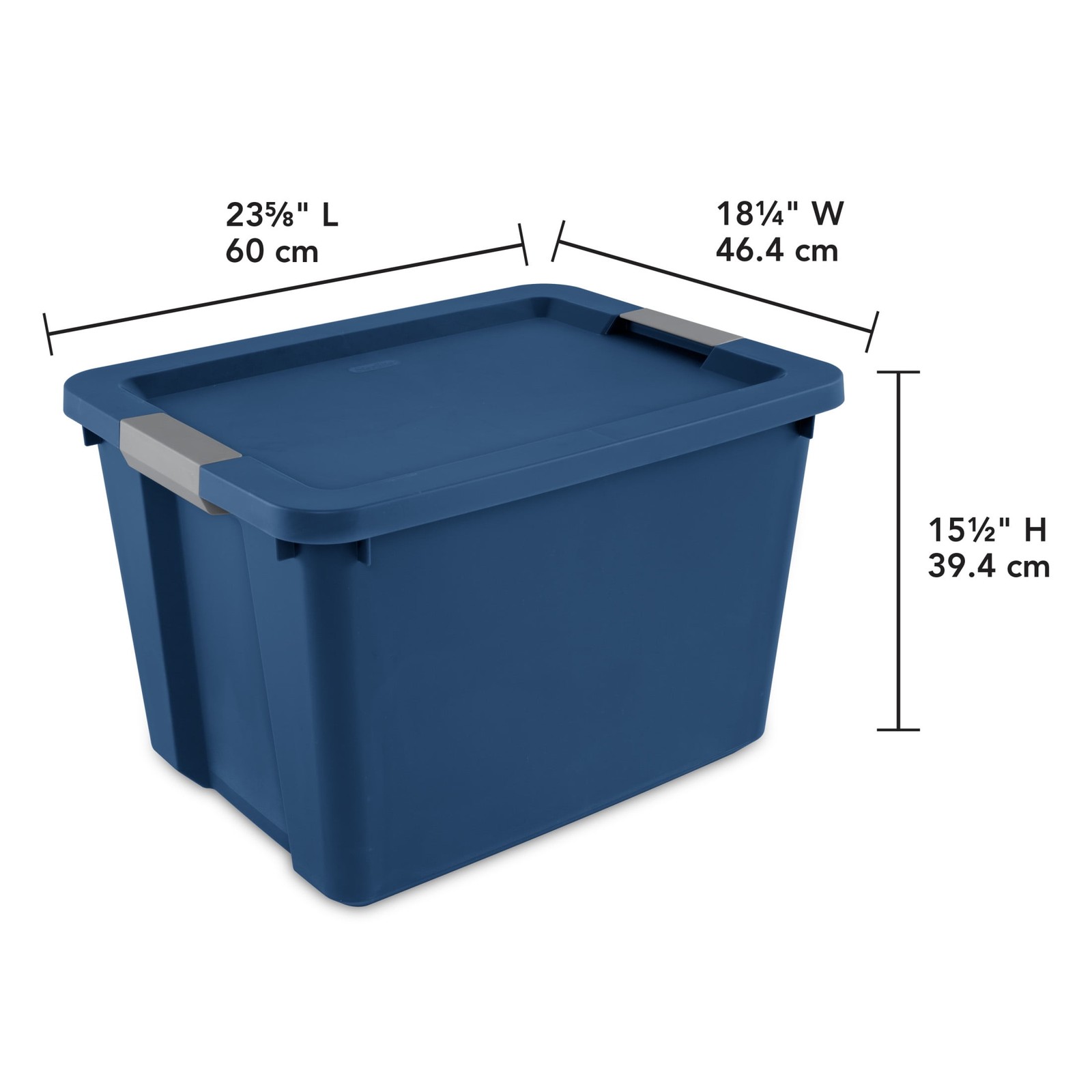 20 Gallon Large Storage Bin, Plastic Storage Container with Latch Lid, Blue