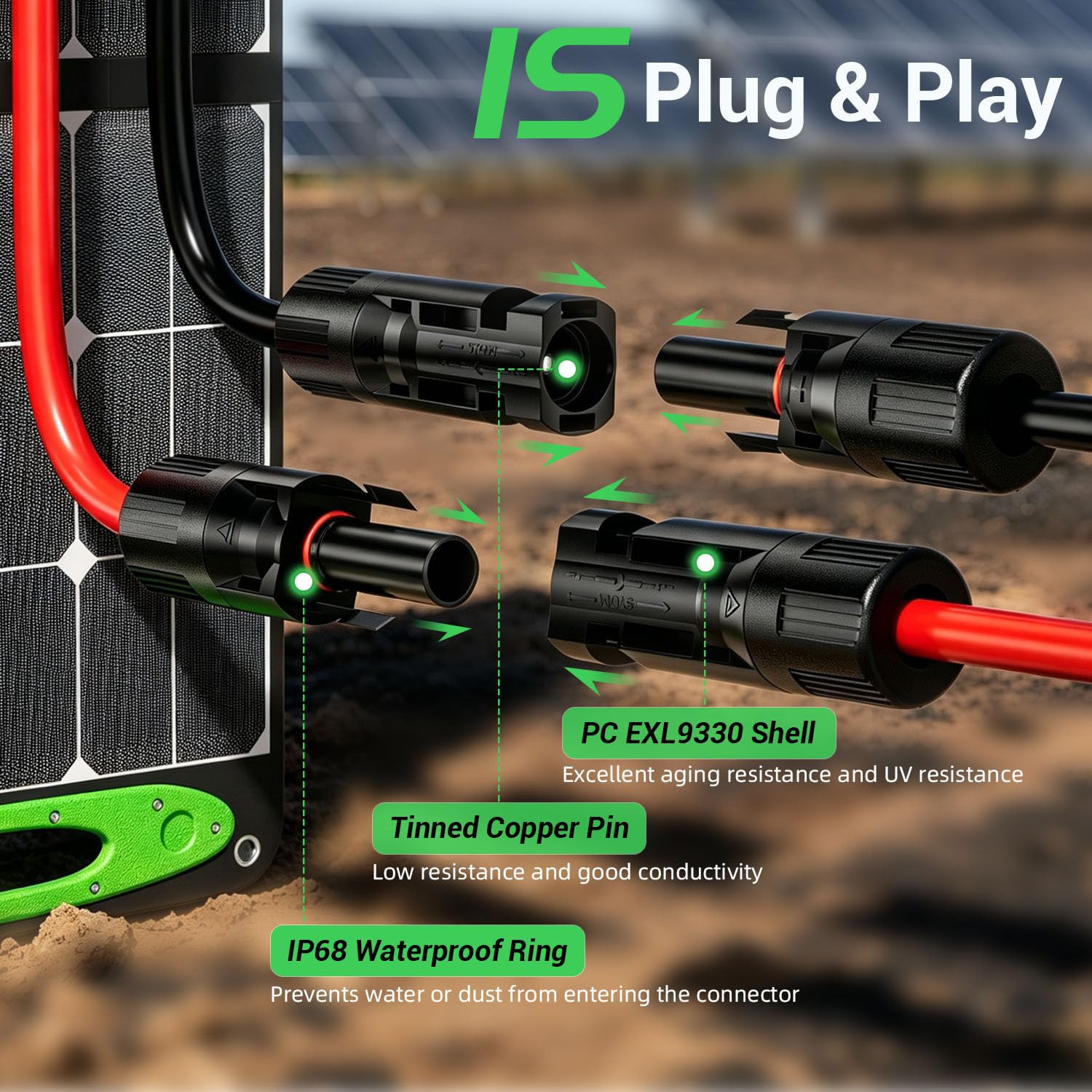Solar to XT60 Extension Cable, 12WG 10FT Flame Retardant Protective Sleeving Sol