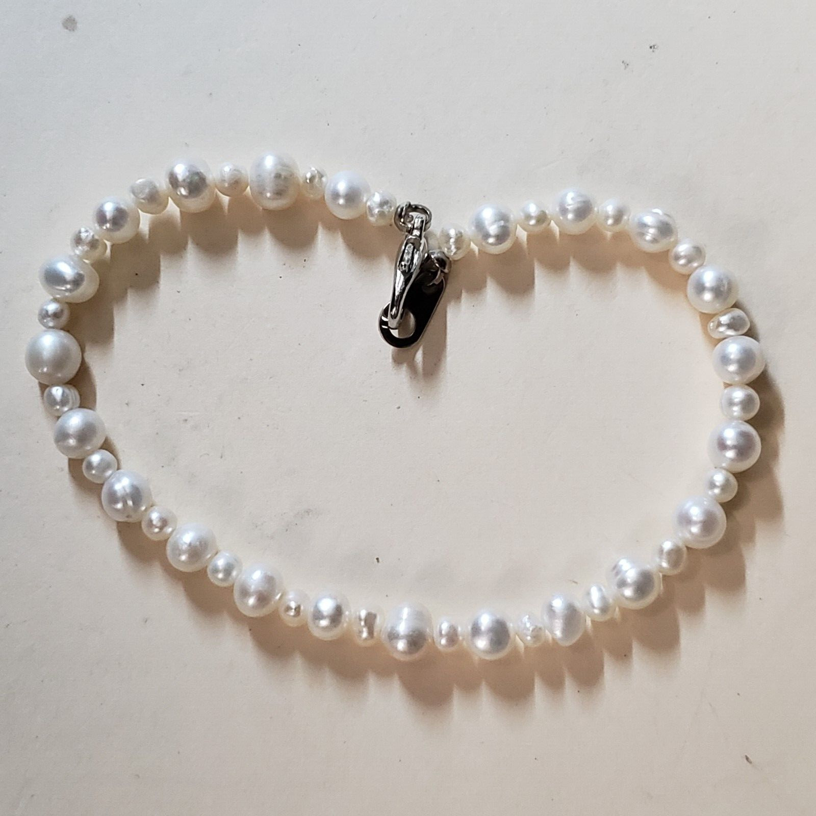 GENUINE * PEARL * BRACELET,  7.75 Inches , 3-6 mm -Handmade in USA