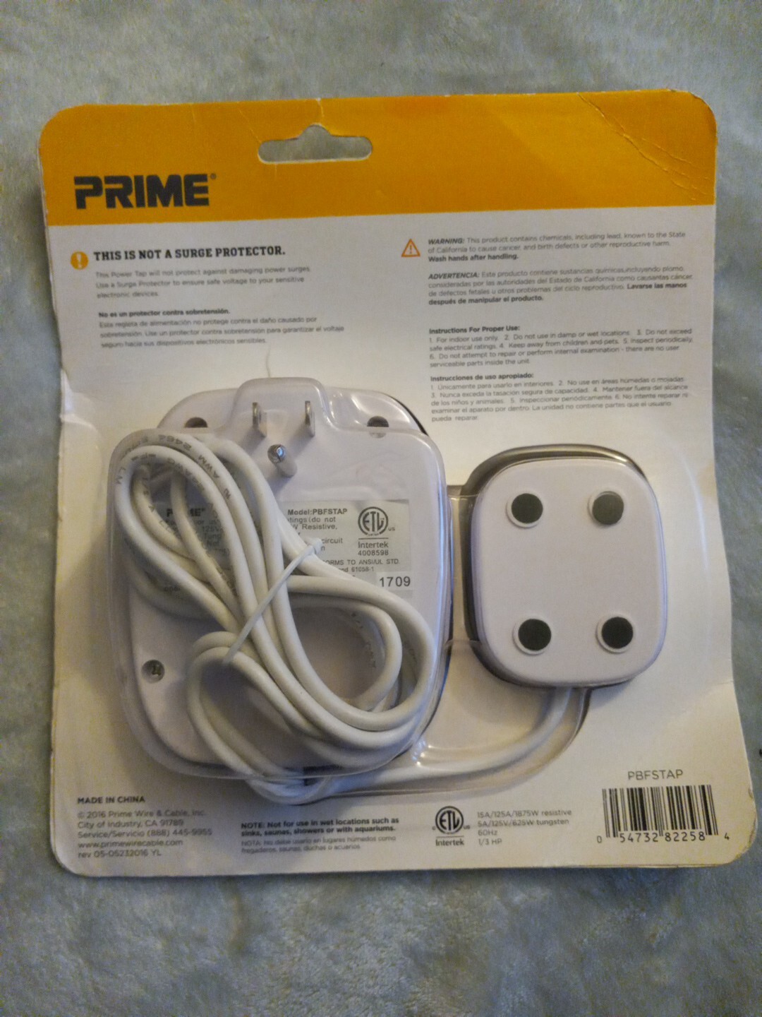 Prime Remote Switch Power Tap W 6' Cord PBFSTAP