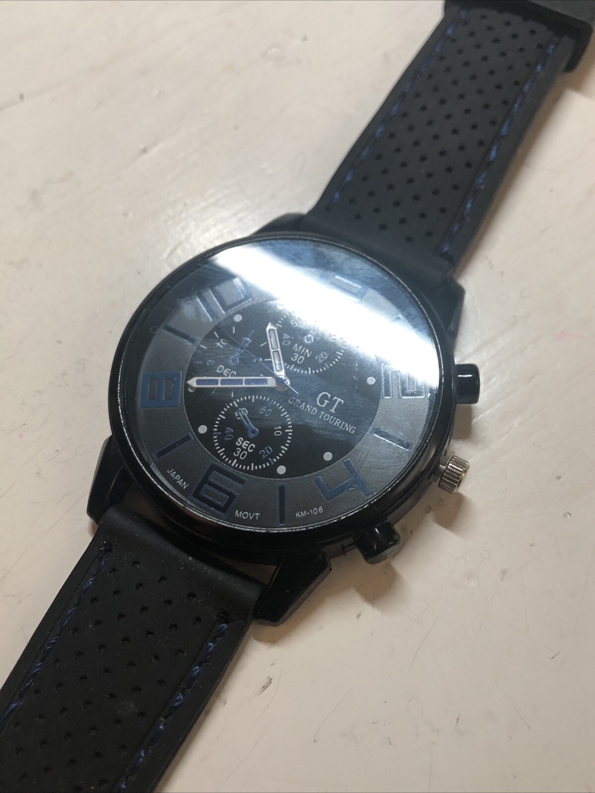 GT Men Watch Black and Blue Rubber