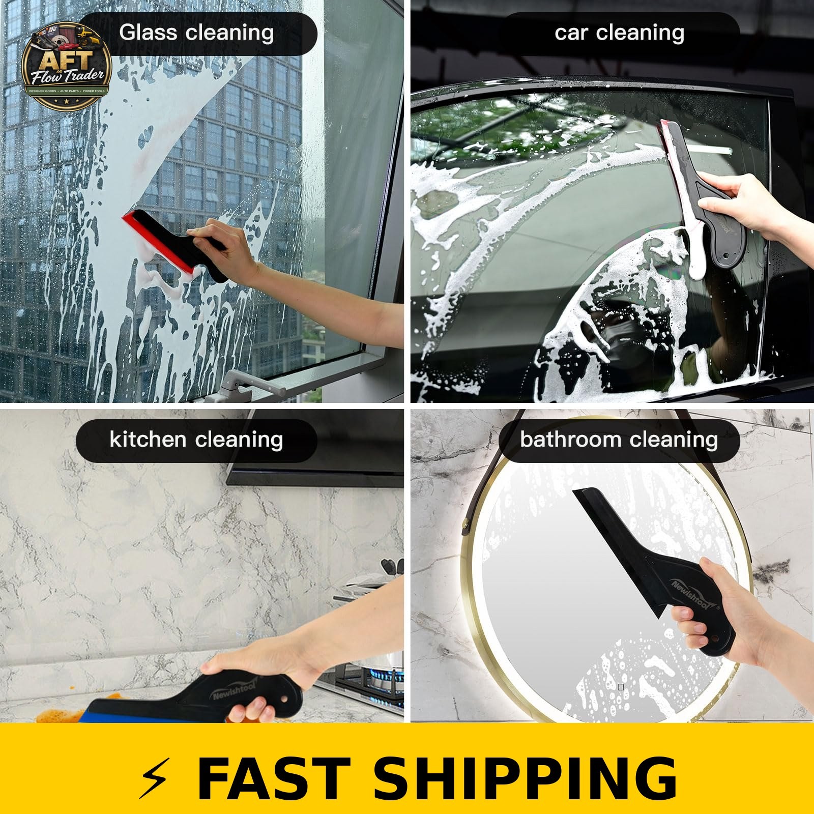 NEWISHTOOL Window Tint Tools - 3 PCS Silicone Squeegee Set