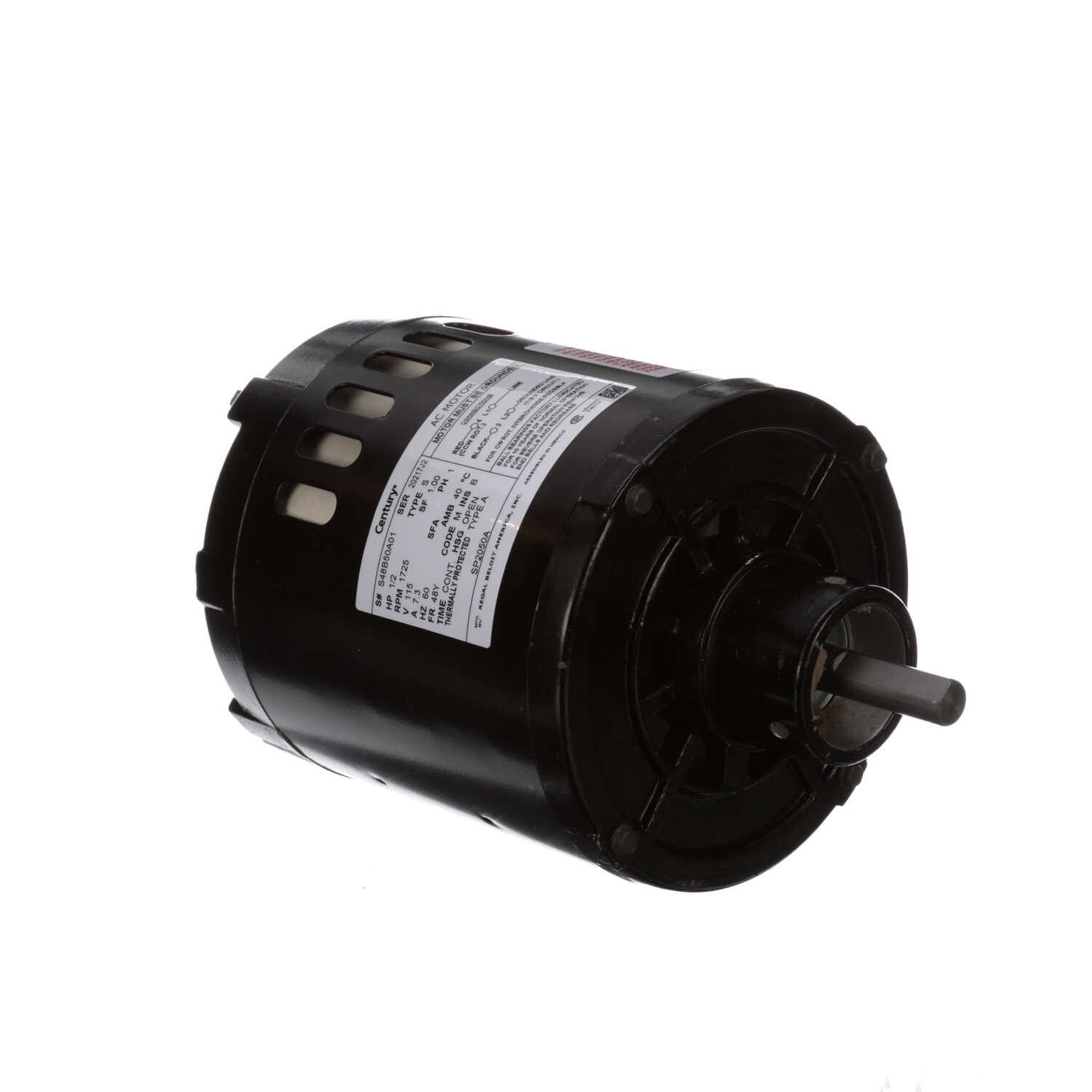 Century SP2050A Electric Motor 1/2 HP 1800 Rpm 1PH 115 Volt 48Y Frame