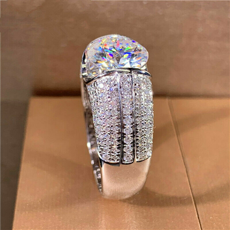Fashion Cubic Zircon 925 Silver Plated Ring Jewelry Women Wedding Gift Sz 6-10
