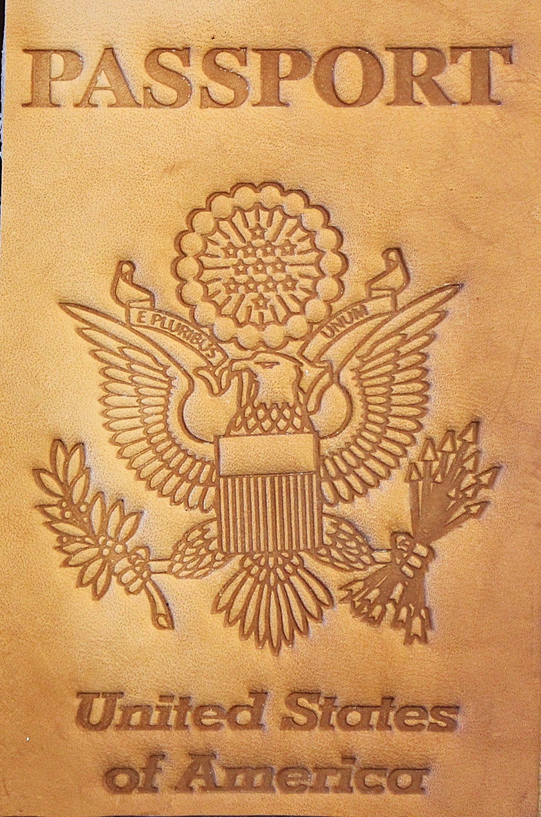 ACRYLIC Leather Embossing Stamp - US PASSPORT for Veg Tanned Leather