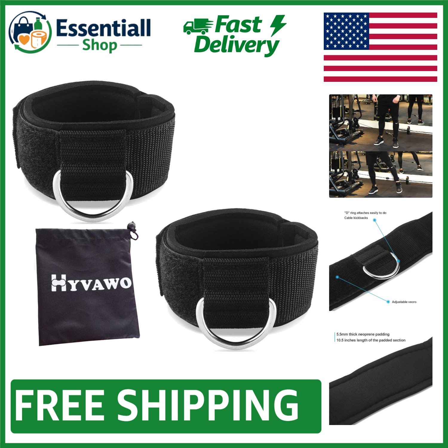 High-Strength Neoprene Ankle and Wrist Straps - 2-Pack for Effective Workouts