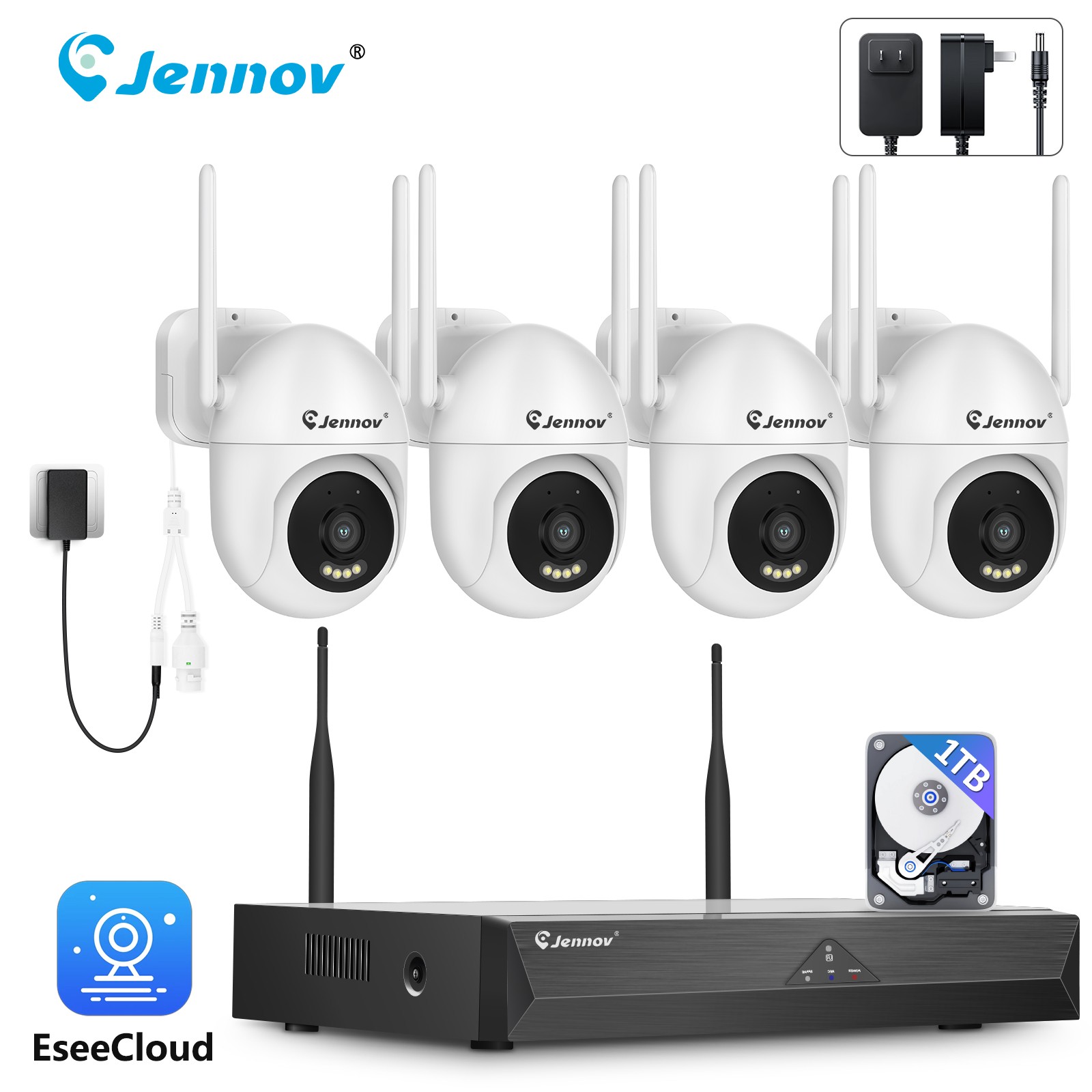 5MP Wireless Home CCTV System WIFI PTZ Security Camera 10-Channel NVR Audio