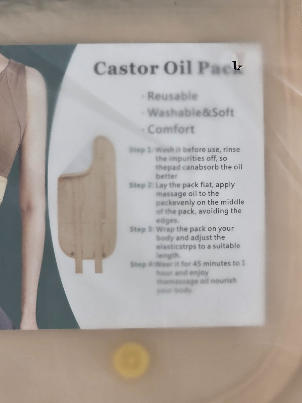 Castor Oil Pack Organic Compression Wrap Reusable, Adjustable & Comfortable