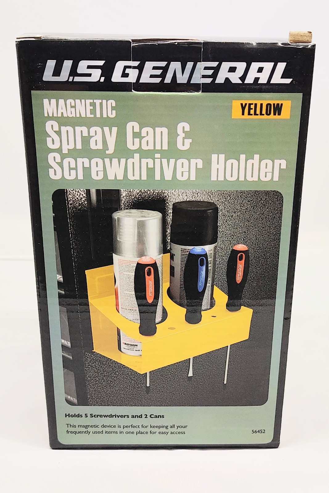 Magnetic Spray Can Holder 2 Aerosol + 5 Screwdriver Tray Toolbox Organizer