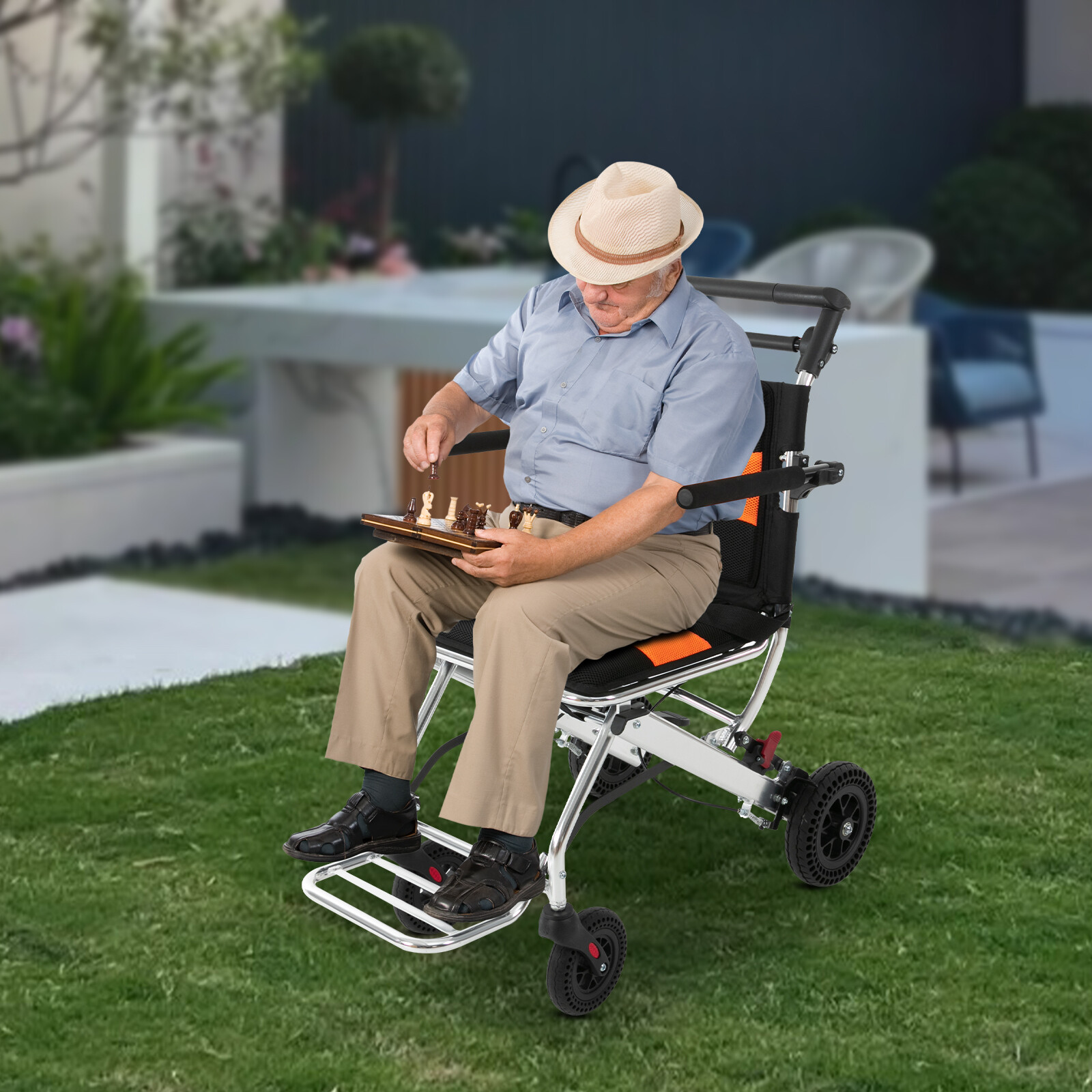 Portable Folding Wheelchair Ultra-Light Transportable Wheelchair for Seniors New