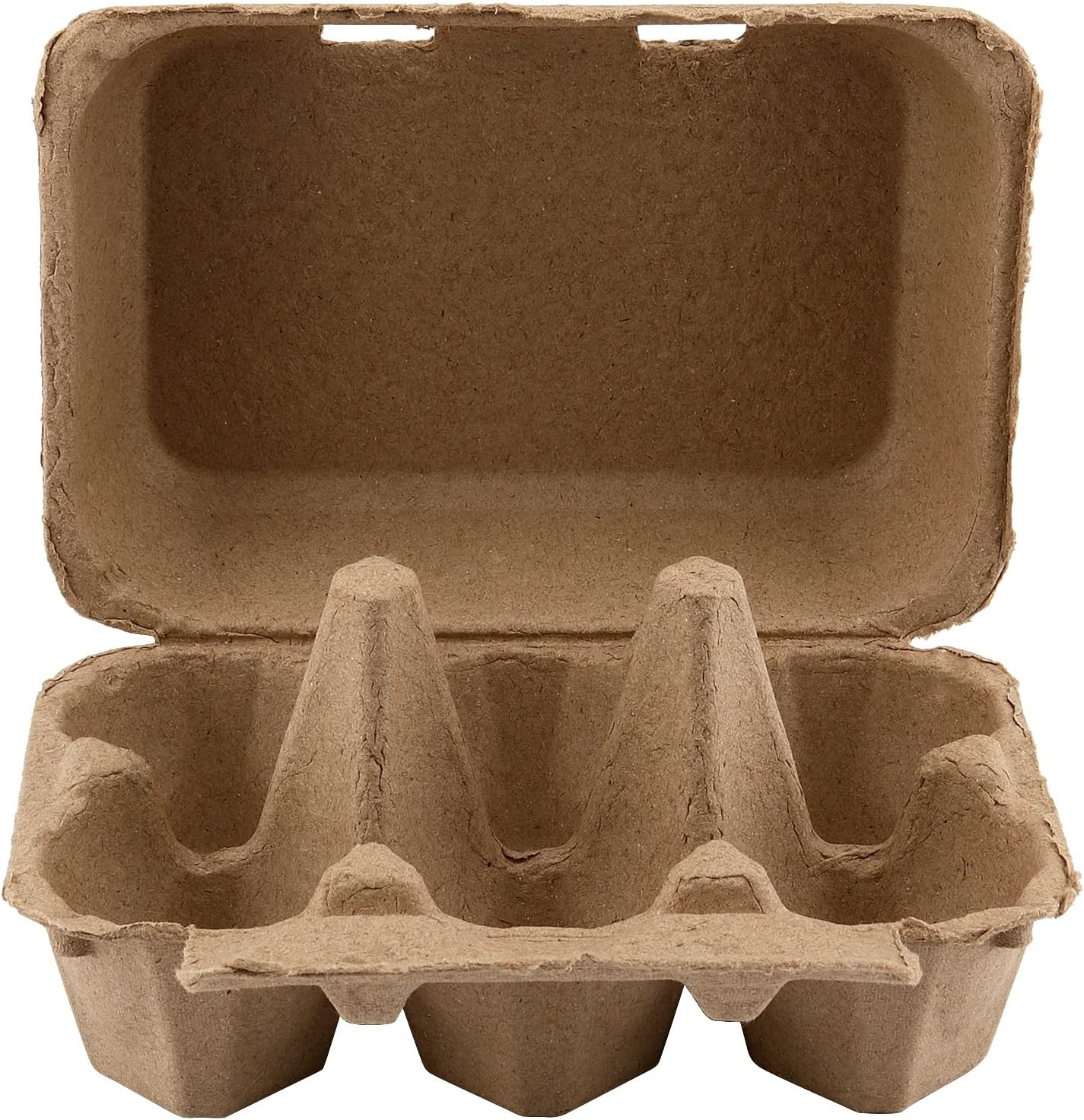 50 Pack 6 Count Paper Pulp Egg Cartons, Half Dozen Egg Holder Cardboard Egg Cart