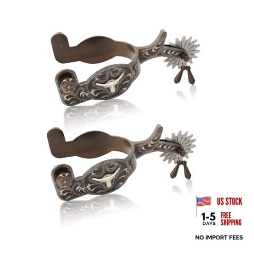 1 Pair Horse Spurs,Western Cowboy Spurs Vintage Horse Boot Spurs with Silver