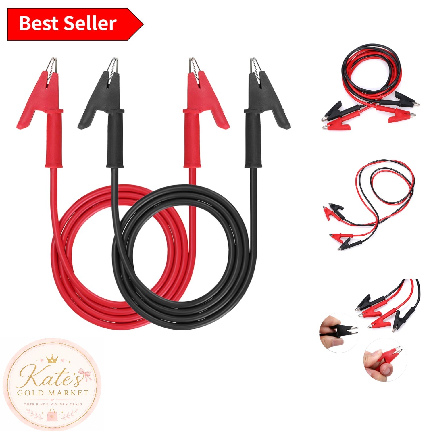 Flexible 3.3 ft Alligator Clip  Leads - 15A for Reliable Electrical Testing