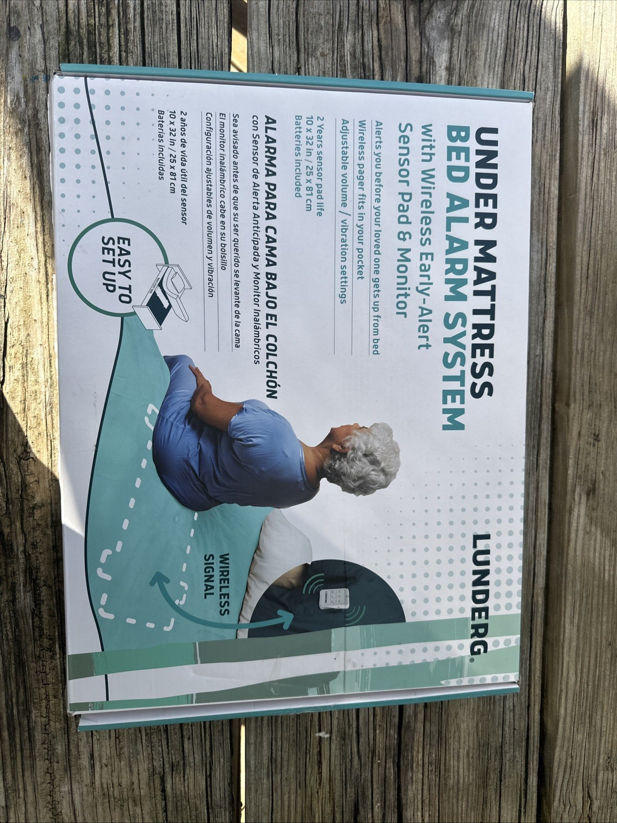 NIB Lunderg Under Mattress Bed Alarm System Sensor Pad & Monitor