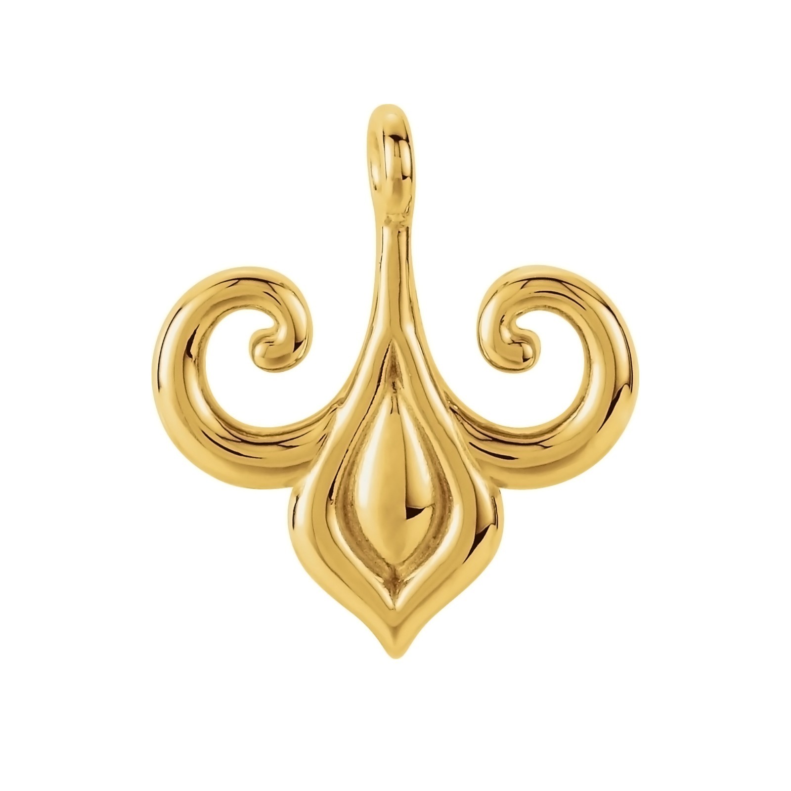 14K Solid Gold & Sterling Silver Fleur-de-lis Dangle