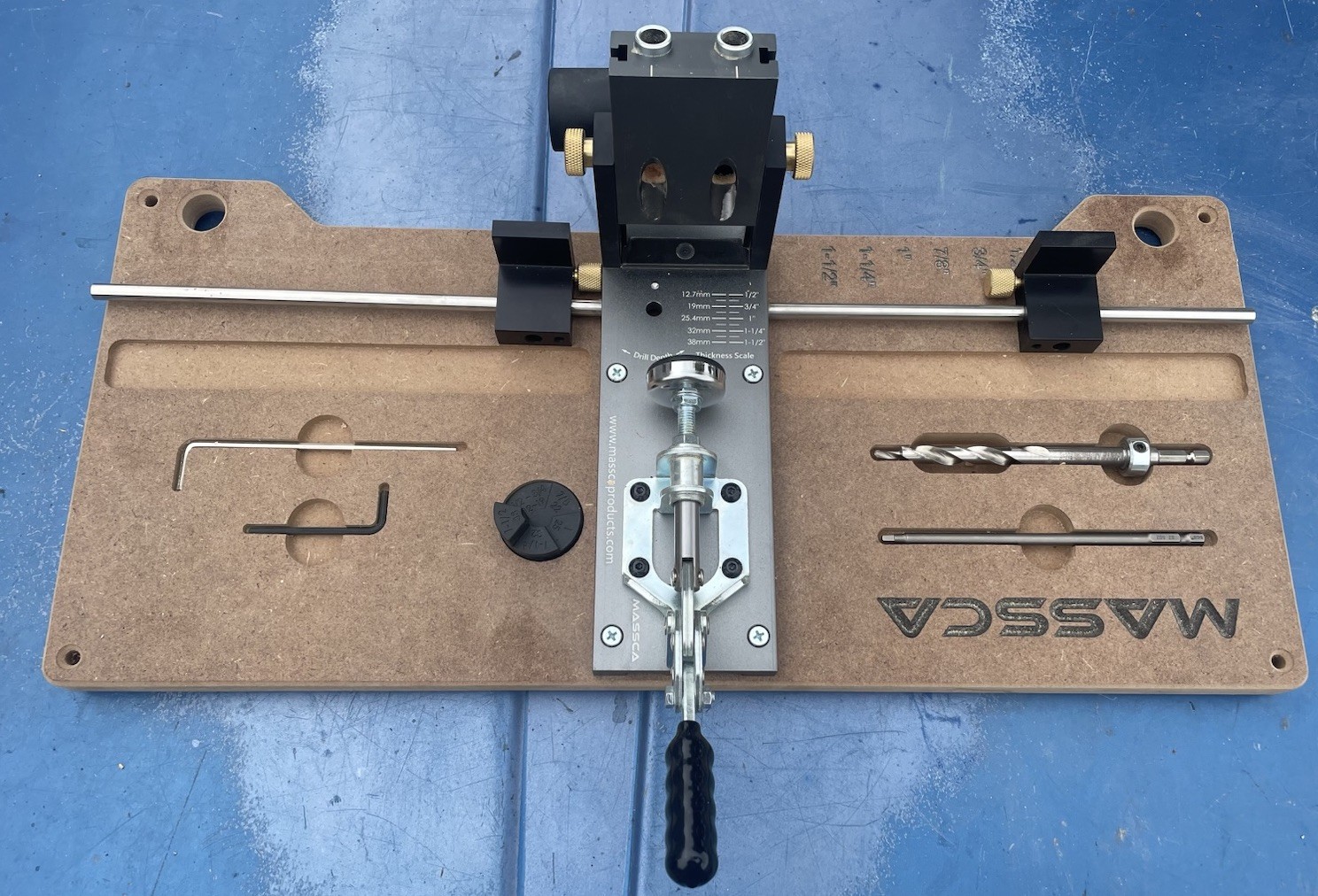 Massca M2 PRO Aluminum Pocket Hole Jig System With Mounting Board Complete