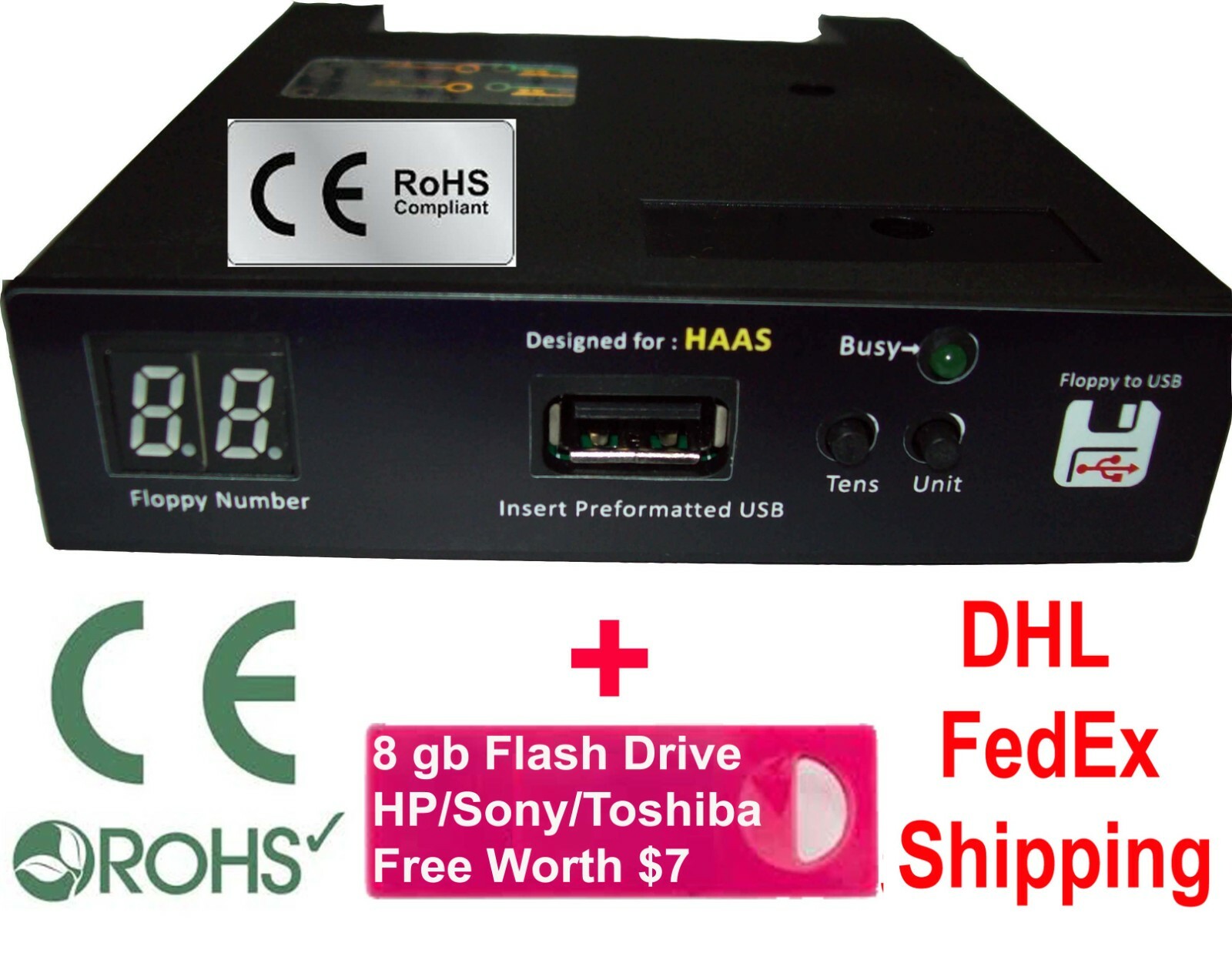 USB Converter for Haas CNC Machines with a Floppy Drive + 16 GB
