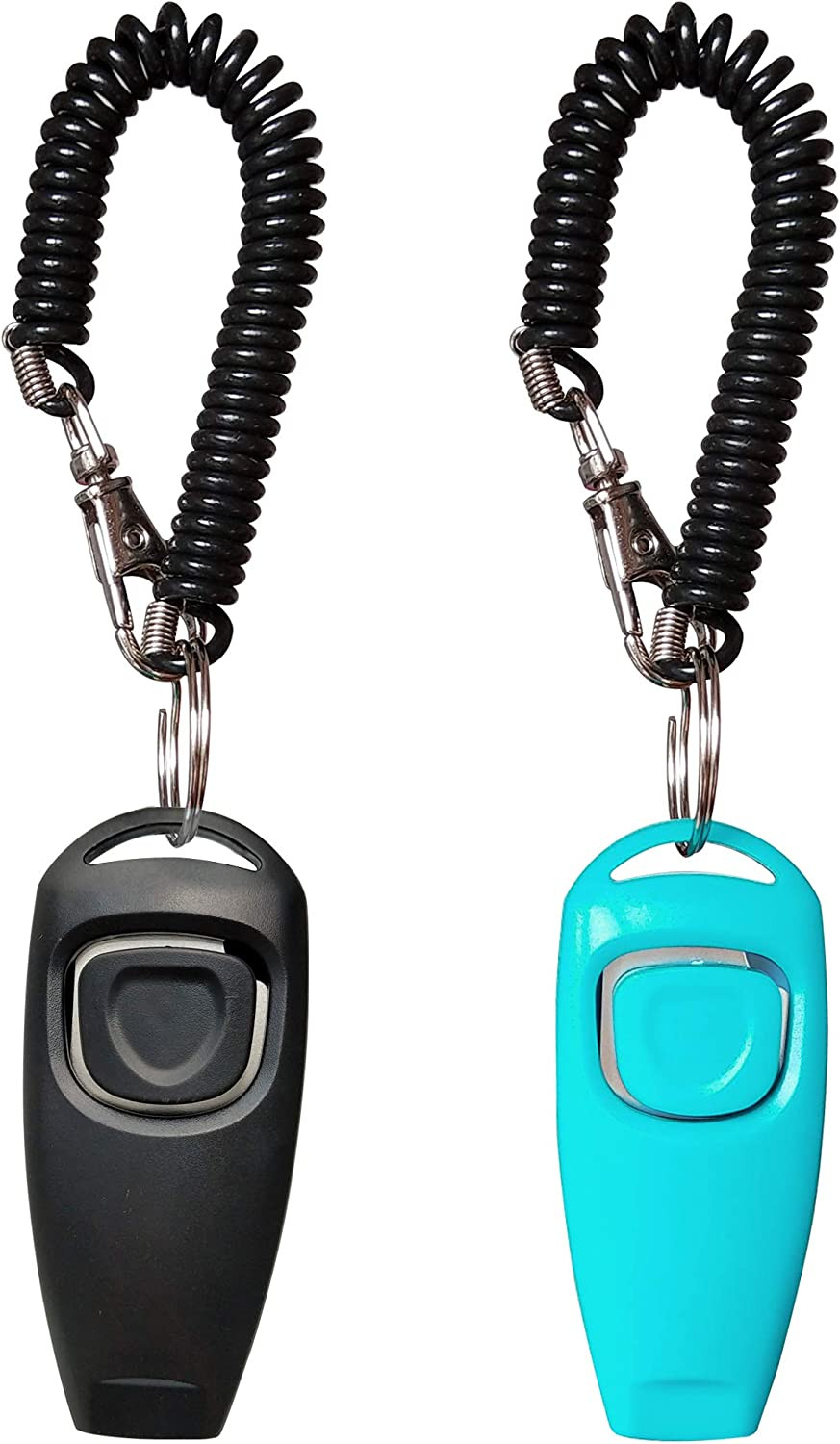 Pet Training Clicker Whistle with Wrist Strap - Dog Training Clickers (Black + B